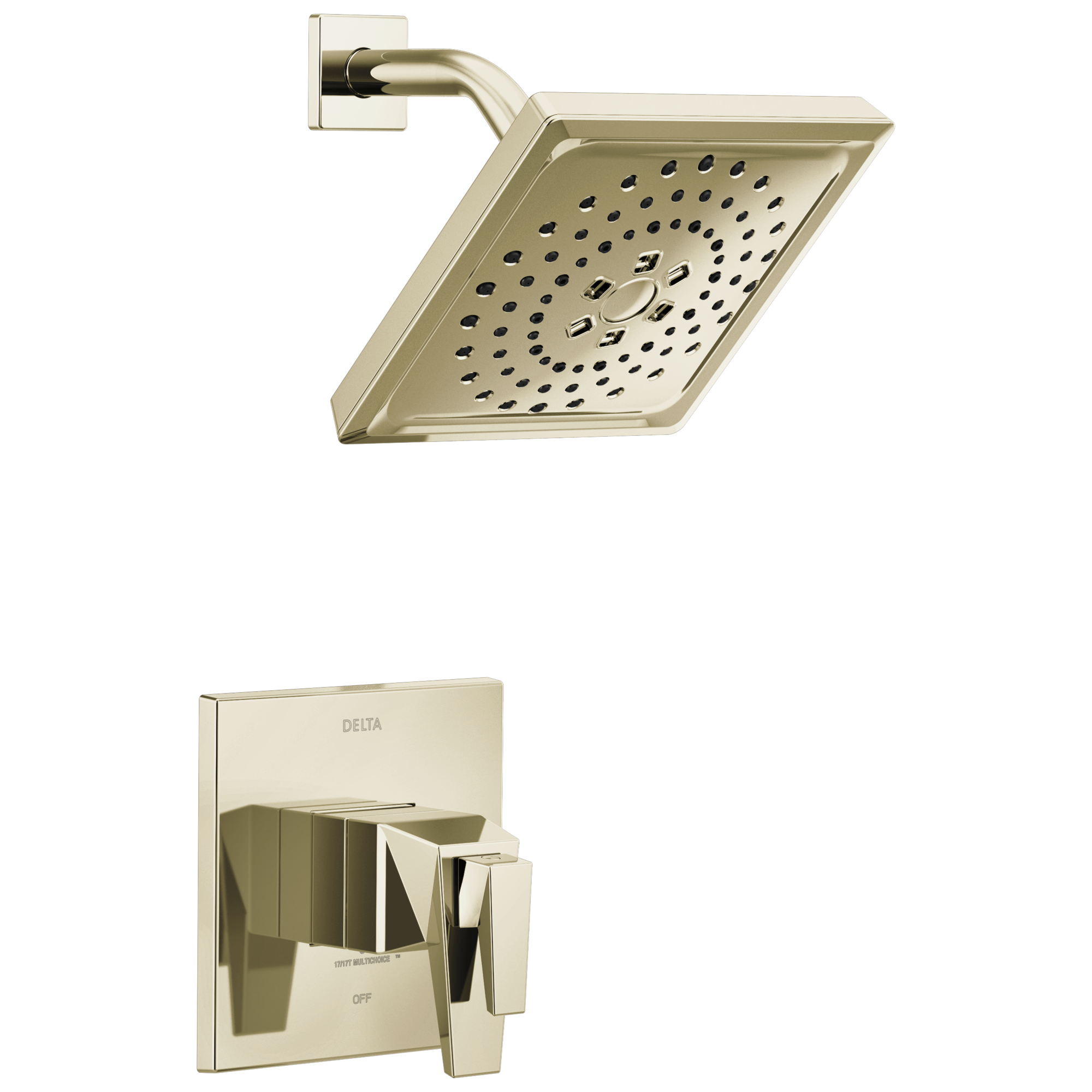 Grifo de Bañera y Ducha de 2 Manijas con Función Múltiple y Válvula Incluida en Níquel Pulido Lumicoat Delta Trillian