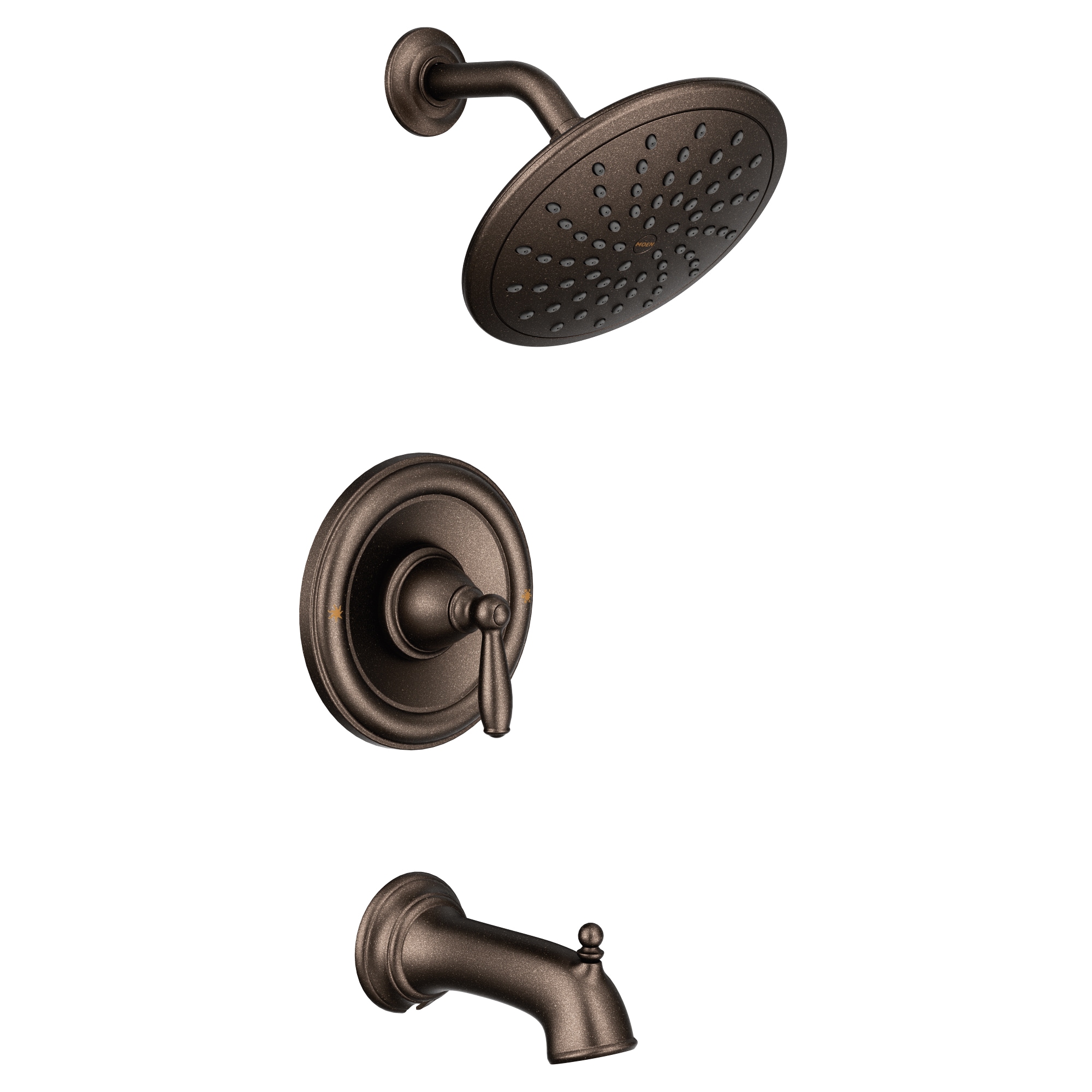 Grifo de bañera y ducha redondo de 8 pulgadas en bronce aceitado de una sola manija y función única Brantford de Moen T2253EPORB