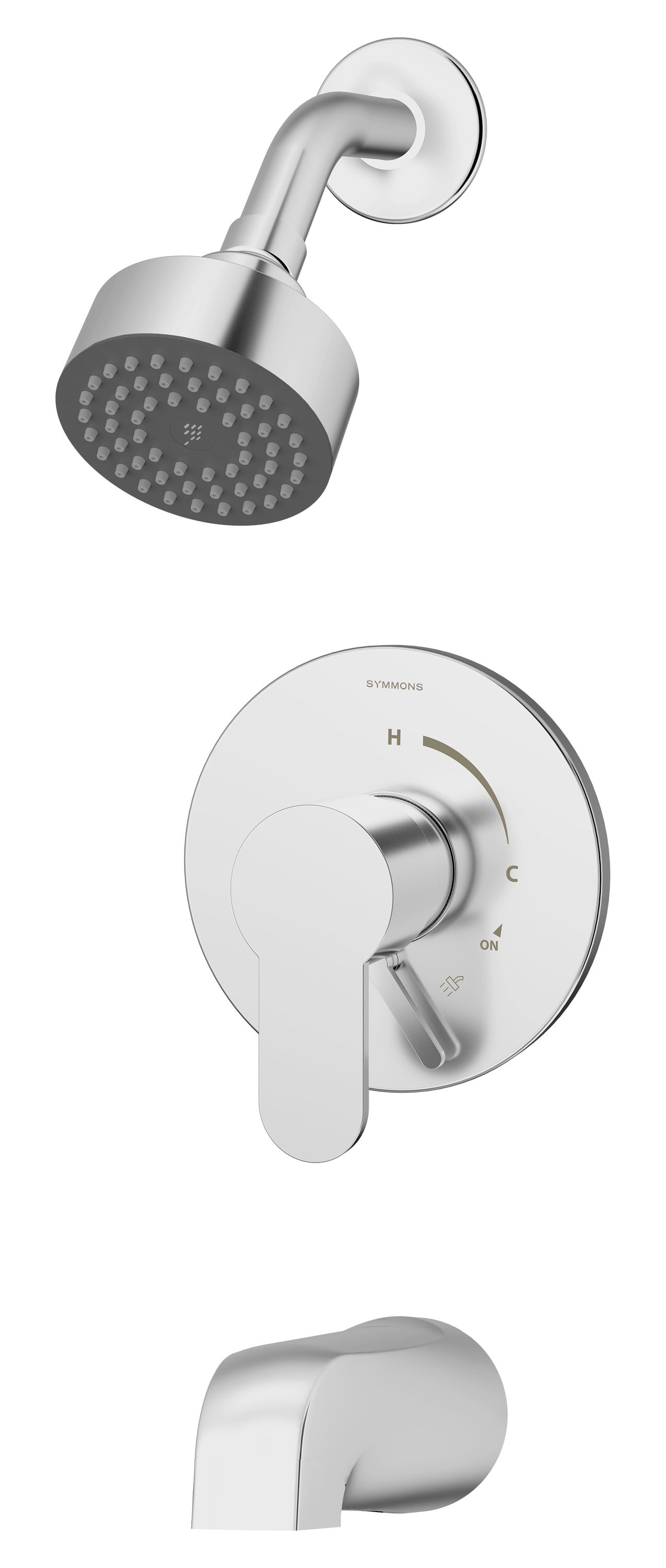 Grifo para bañera y ducha redondo de 3.94 pulgadas, cromo pulido, de una sola manija y funcionalidad única de Symmons Identity.