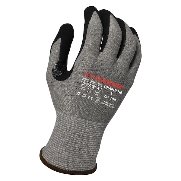 Kyorene 13g Gris Kyorene Gráfico con Liner A3 con MicroEspuma HCT Negra y Recubrimiento de Palma de Nitrilo (XXL) Guantes PK - 00-300 (XXL)