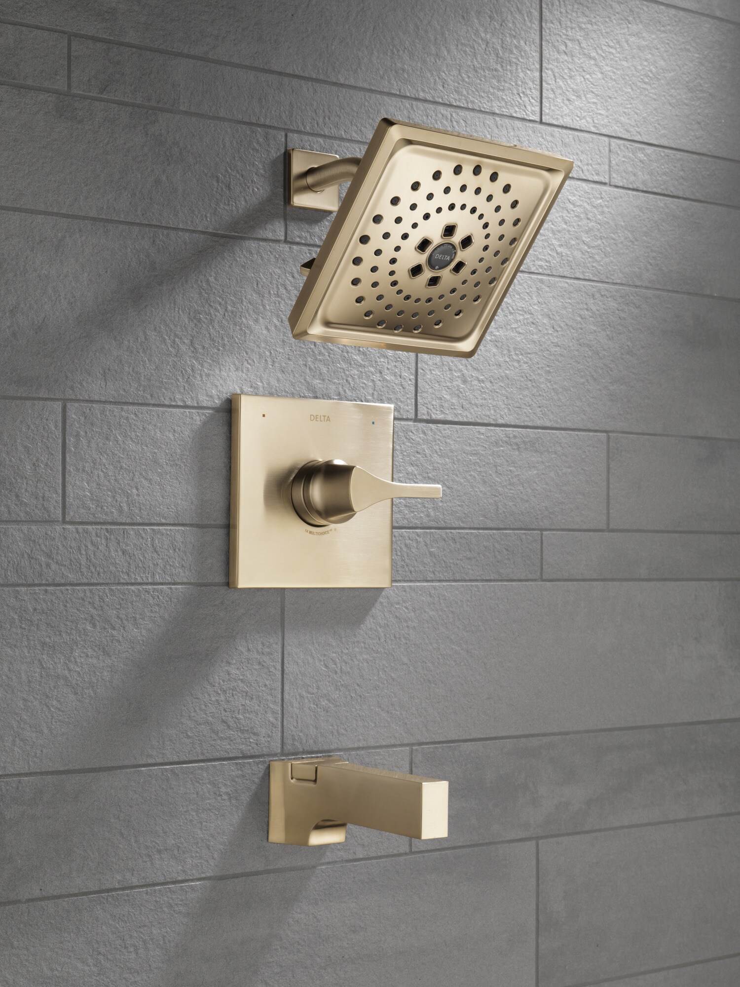 Grifo de bañera y ducha de 1 mango multi-función en color bronce champagne de Delta Zura de 6.63 pulgadas.