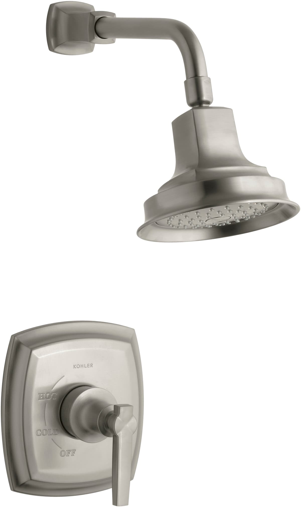 Grifo para bañera y ducha de una sola función y un mango en níquel cepillado brillante Margaux KOHLER TS16234-4-BN
