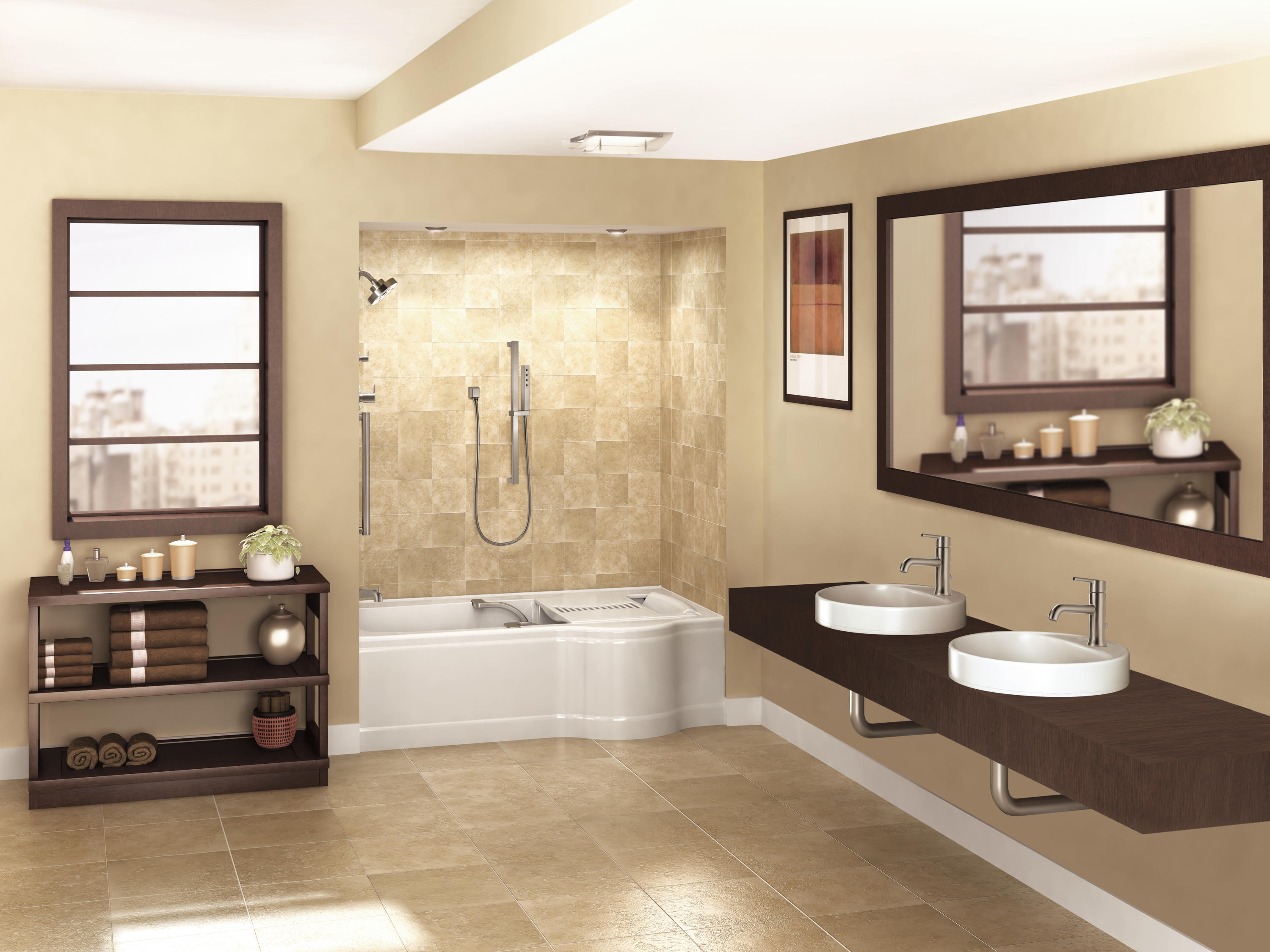 Grifo de bañera y ducha redondo de acero inoxidable de 2 manijas y función única Trinsic de Delta de 5.4 pulgadas T17459-SS