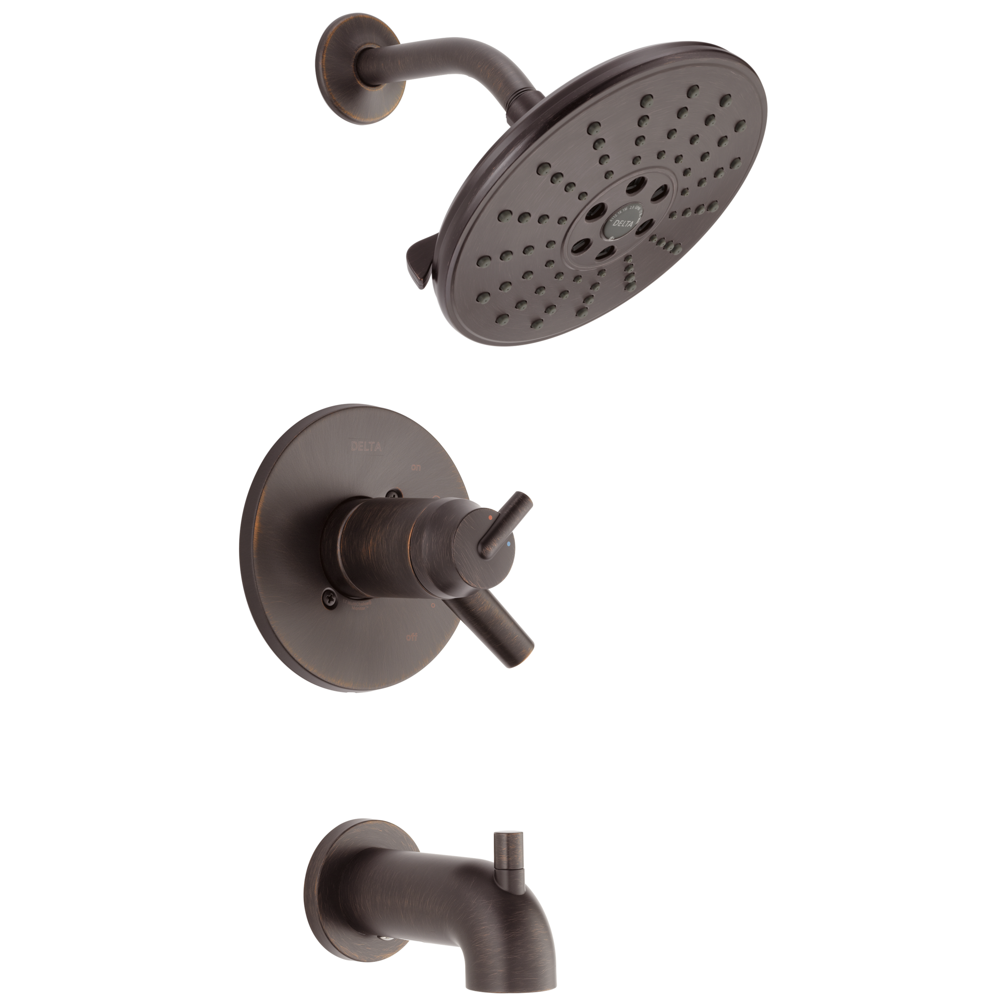 Grifo para bañera y ducha redondo de 7.6250 pulgadas con 2 manijas en bronce veneciano - Delta Trinsic