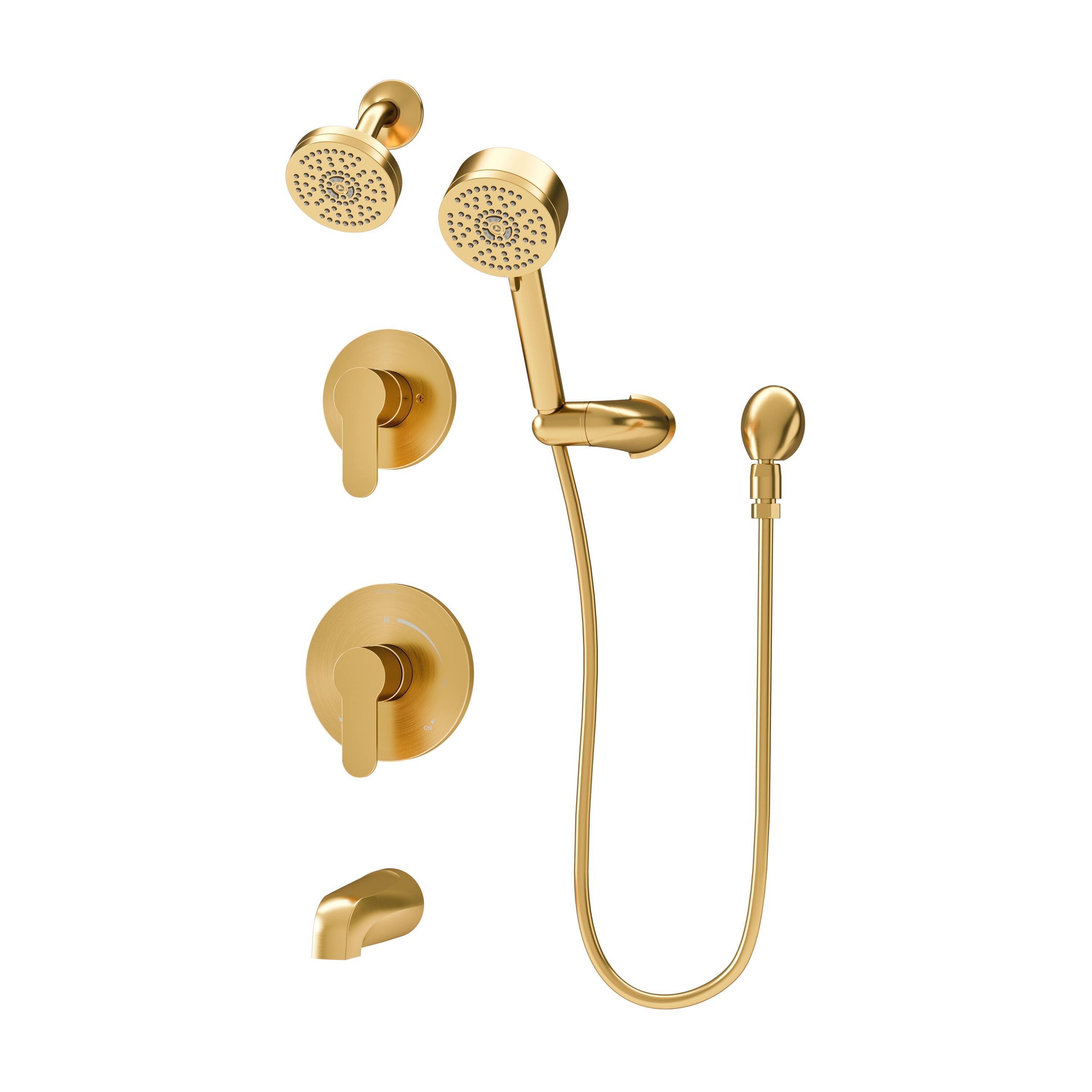 Grifería para bañera y ducha redonda de 3.94 pulgadas de función simple con 2 manijas en bronce cepillado Identidad de Symmons