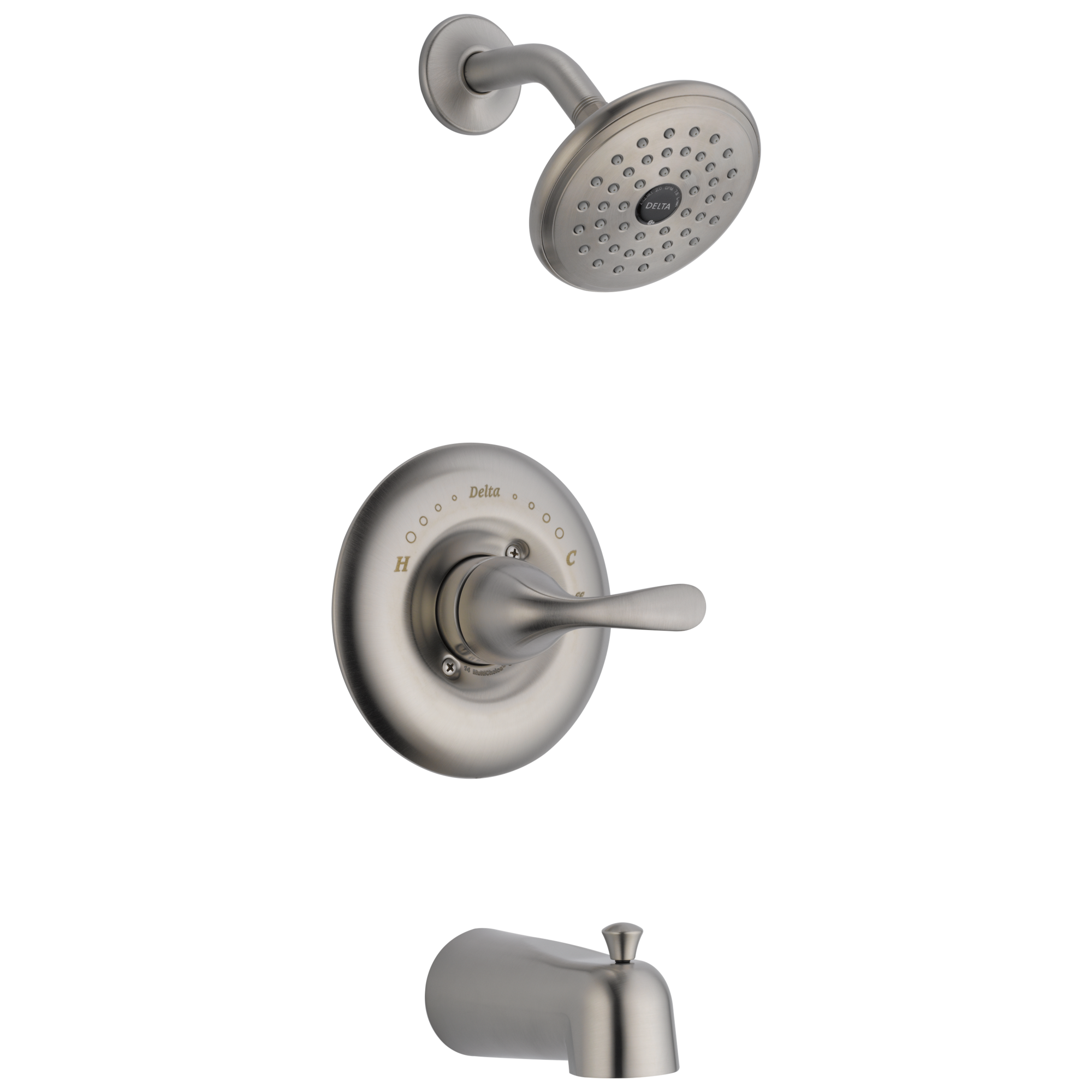 Grifo para Bañera y Ducha Delta Clásico de Acero Inoxidable de 1 Mango y Función Única con Válvula de 2.75 pulgadas