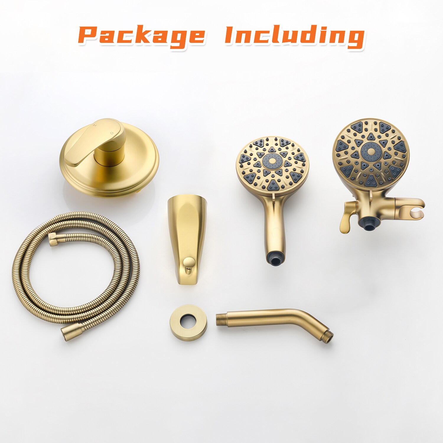 Llave Mezcladora de Bañera y Ducha Redonda de 4.72 Pulgadas en Oro Cepillado con Dos Manijas WELLFOR.