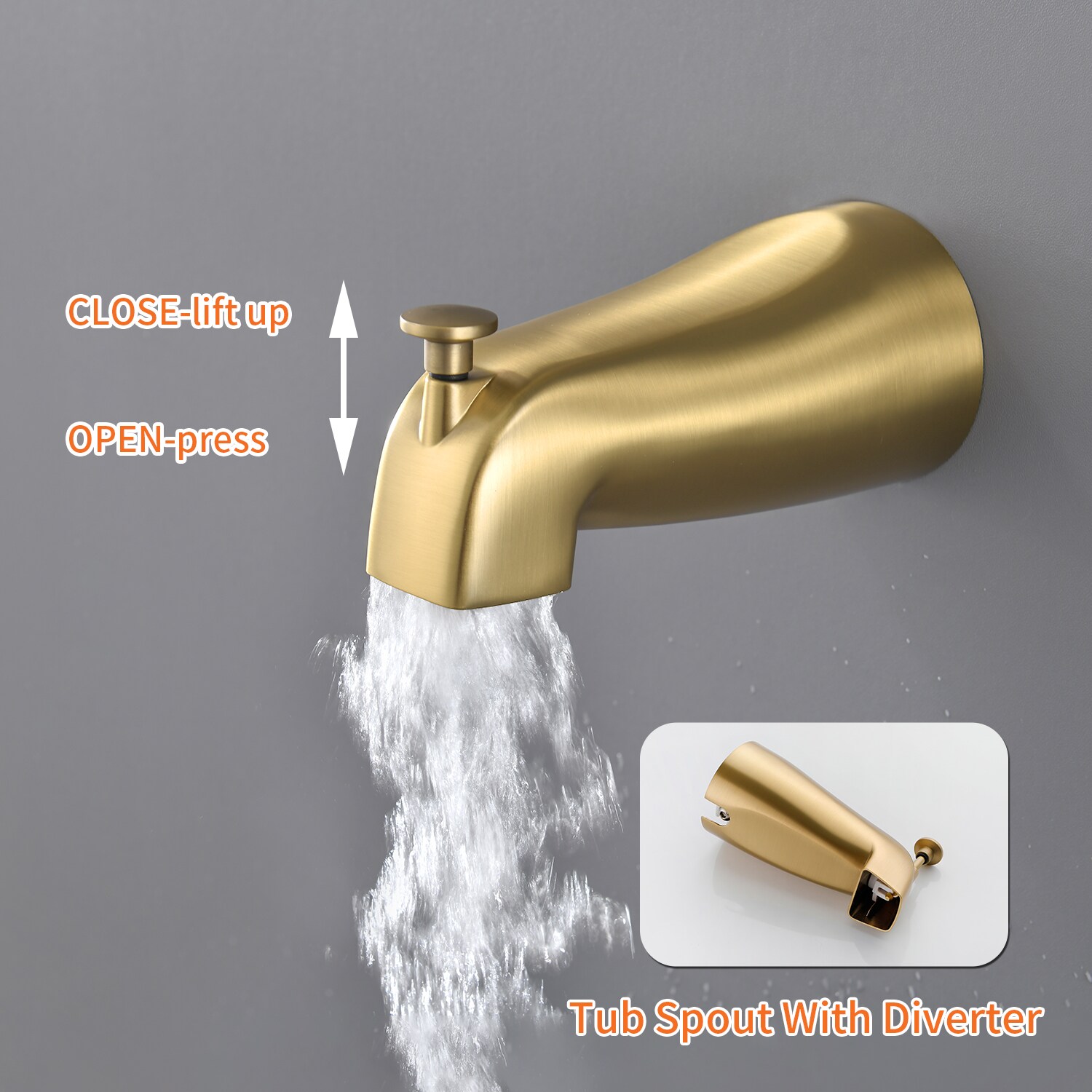 Llave Mezcladora de Bañera y Ducha Redonda de 4.72 Pulgadas en Oro Cepillado con Dos Manijas WELLFOR.