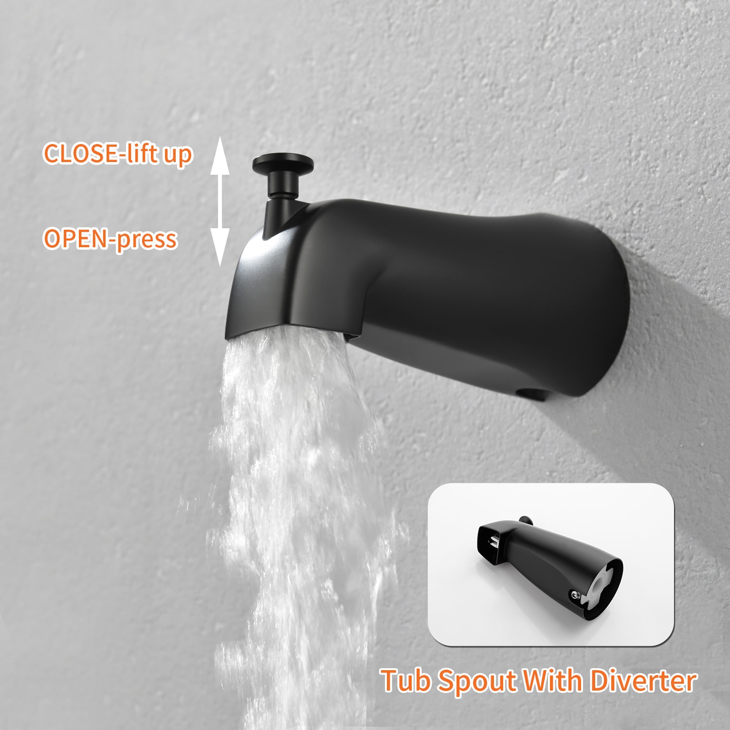 Grifería para bañera y ducha redonda de 4.72 pulgadas con 2 manijas en negro mate de WELLFOR