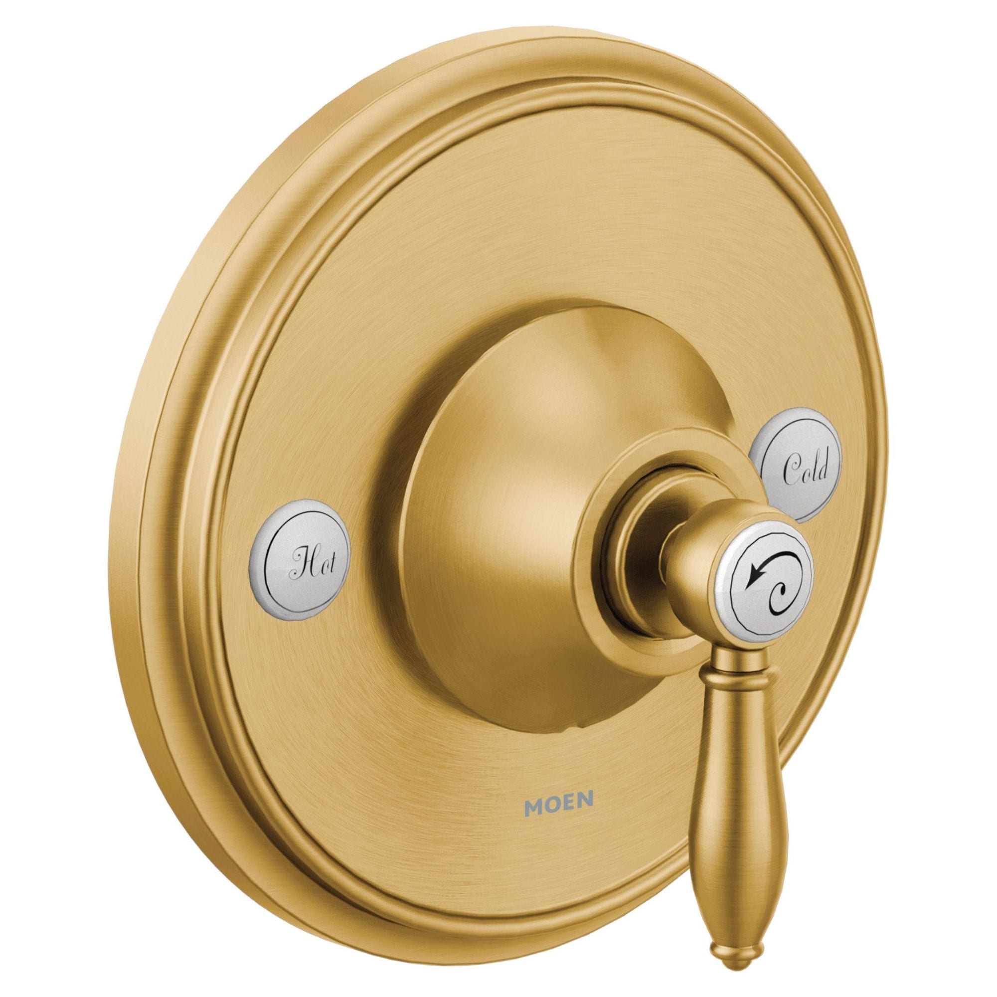 Monomando redondo para bañera y ducha en color dorado cepillado Moen Weymouth vendido por separado TS3210BG.