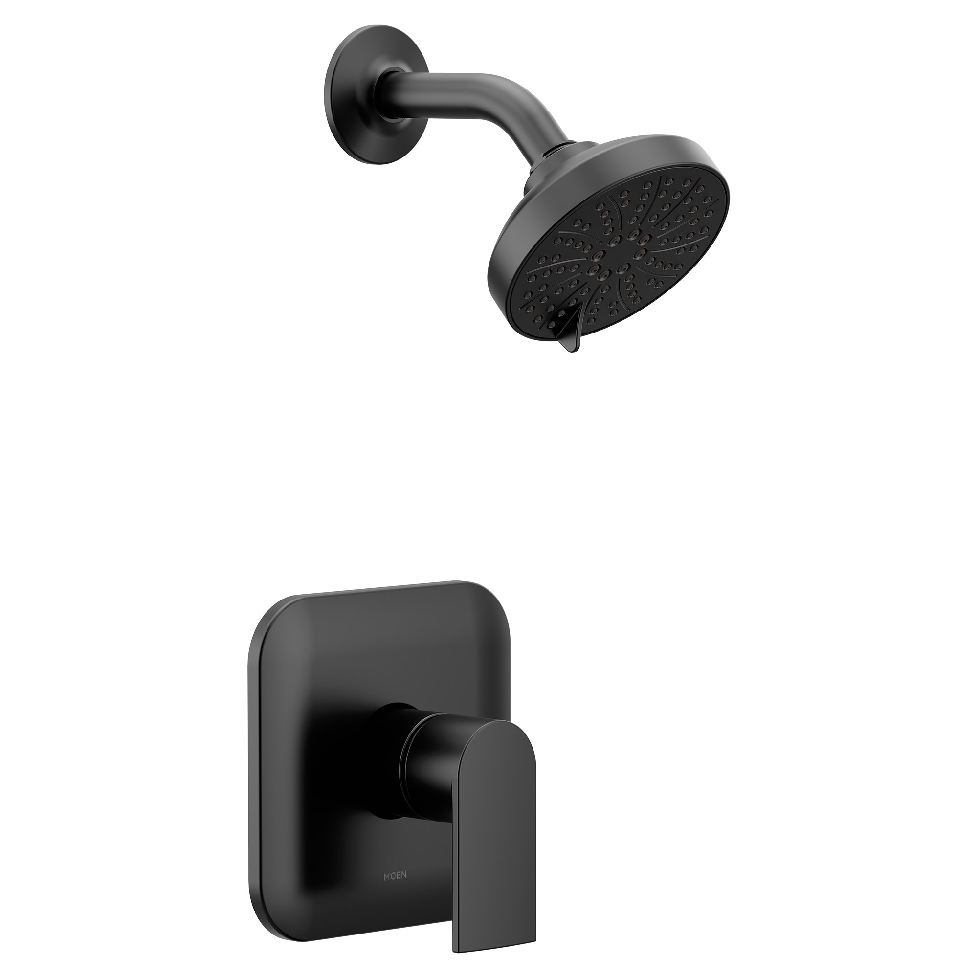 Grifo para bañera y regadera redonda de 4.5 pulgadas en negro mate de una sola manija y función múltiple (válvula no incluida)