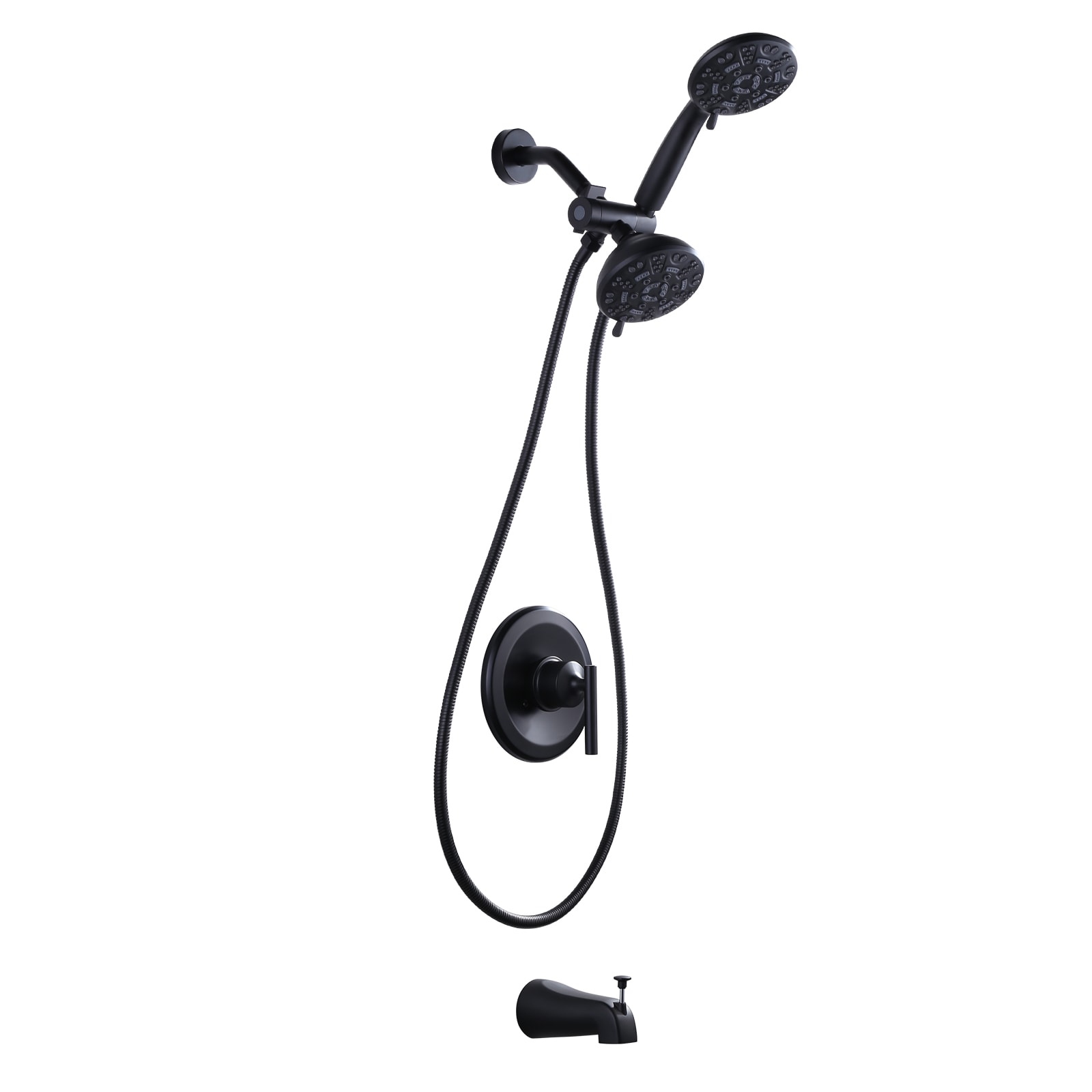 WOWOW Grifo de Bañera y Ducha de 1 Manija, Negro Mate, Función Múltiple de 4.5 pulgadas con Válvula 3090800D