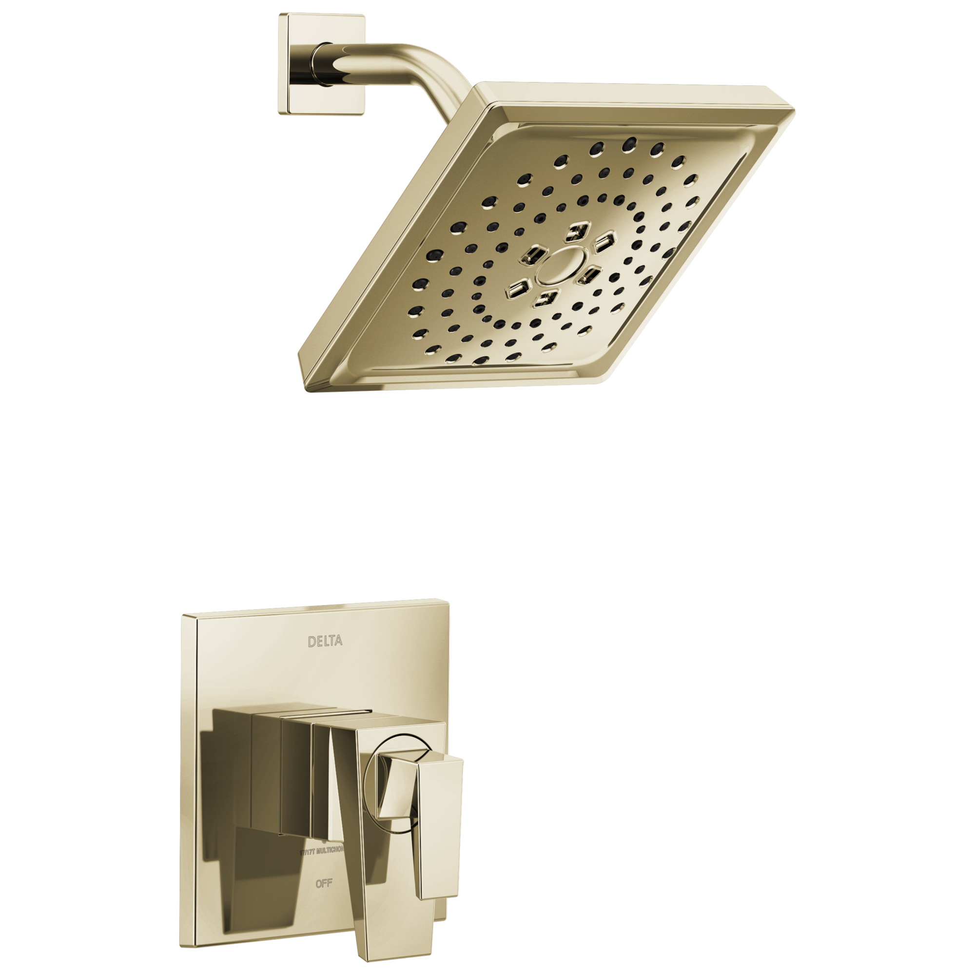 Grifo de Bañera y Ducha de 2 Manijas con 7.625 Pulgadas Cuadradas en Níquel Pulido Delta Trillian Lumicoat