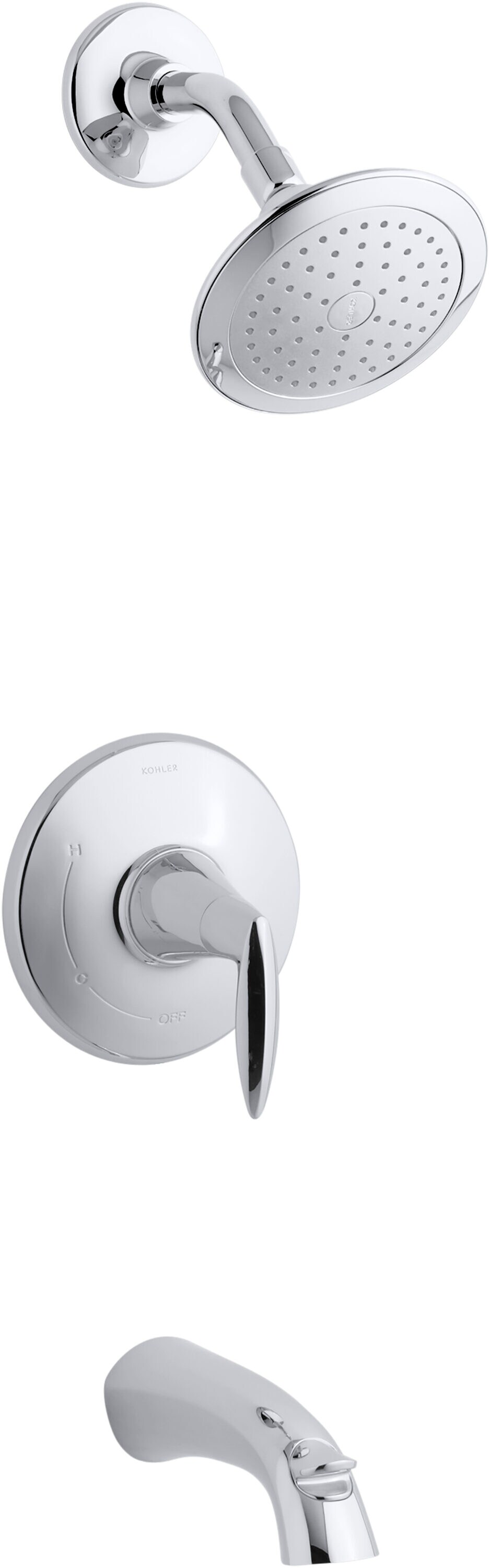 Grifería para Bañera y Ducha Redonda de 6.4375 Pulgadas, con Acabado en Cromo Pulido y una Manija de KOHLER Alteo TS45104-4-CP