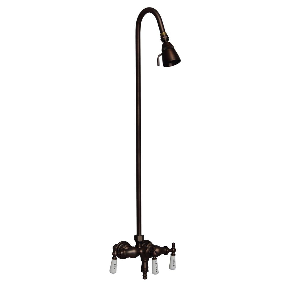Grifo de bañera y ducha redondo de 2.25 pulgadas con acabado en bronce aceitado de 3 manijas y función única con válvula 4010-PL-ORB de Barclay.