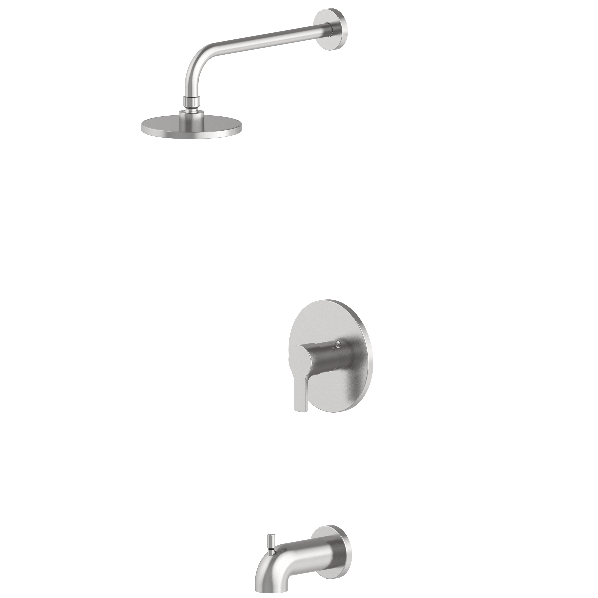 Grifo de bañera y ducha redondo de 5.98 pulgadas con acabado de níquel cepillado y 1 mango de Project Source