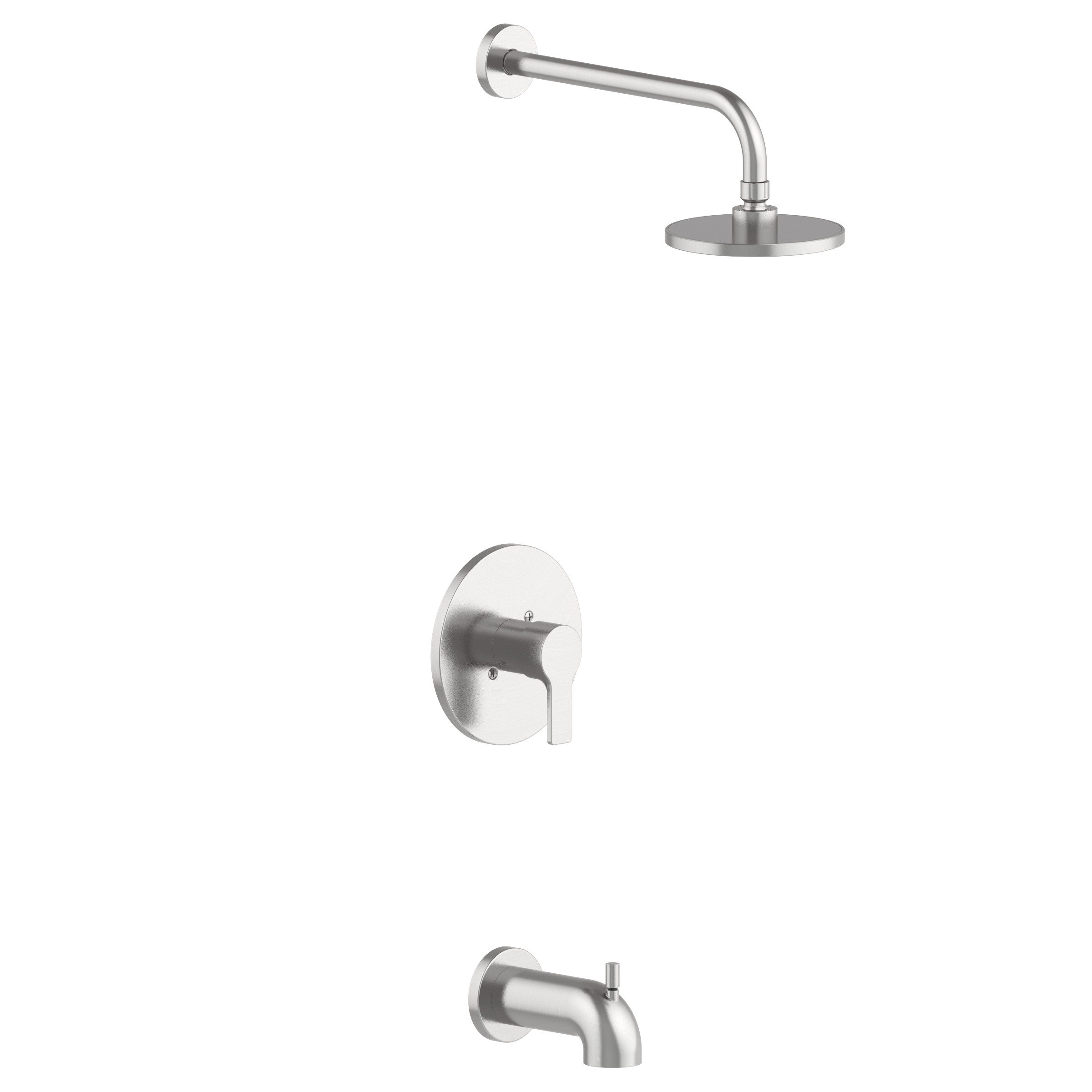 Grifo de bañera y ducha redondo de 5.98 pulgadas con acabado de níquel cepillado y 1 mango de Project Source
