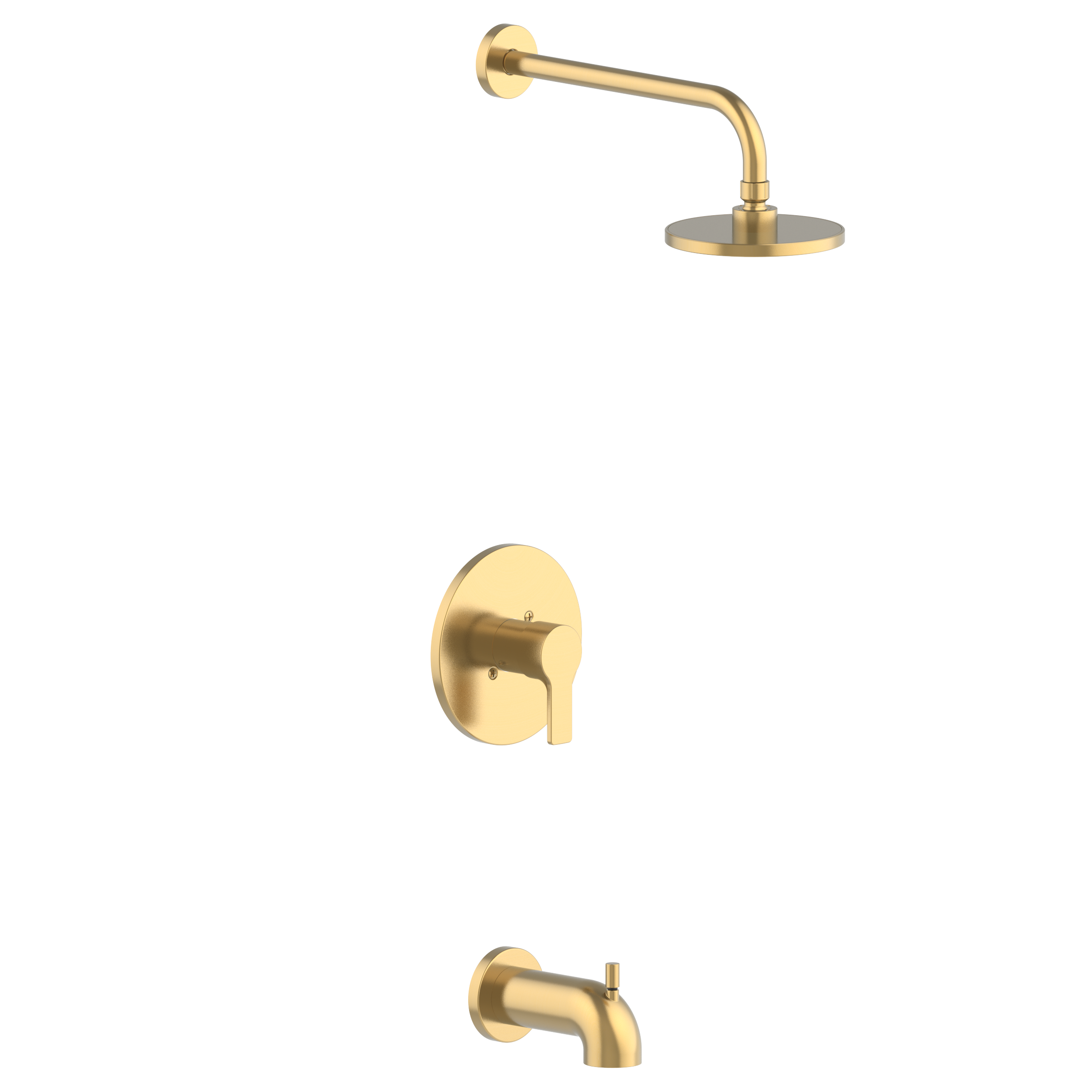 Grifo para bañera y ducha redondo de 5.98 pulgadas, acabado dorado cepillado con una manija y función única