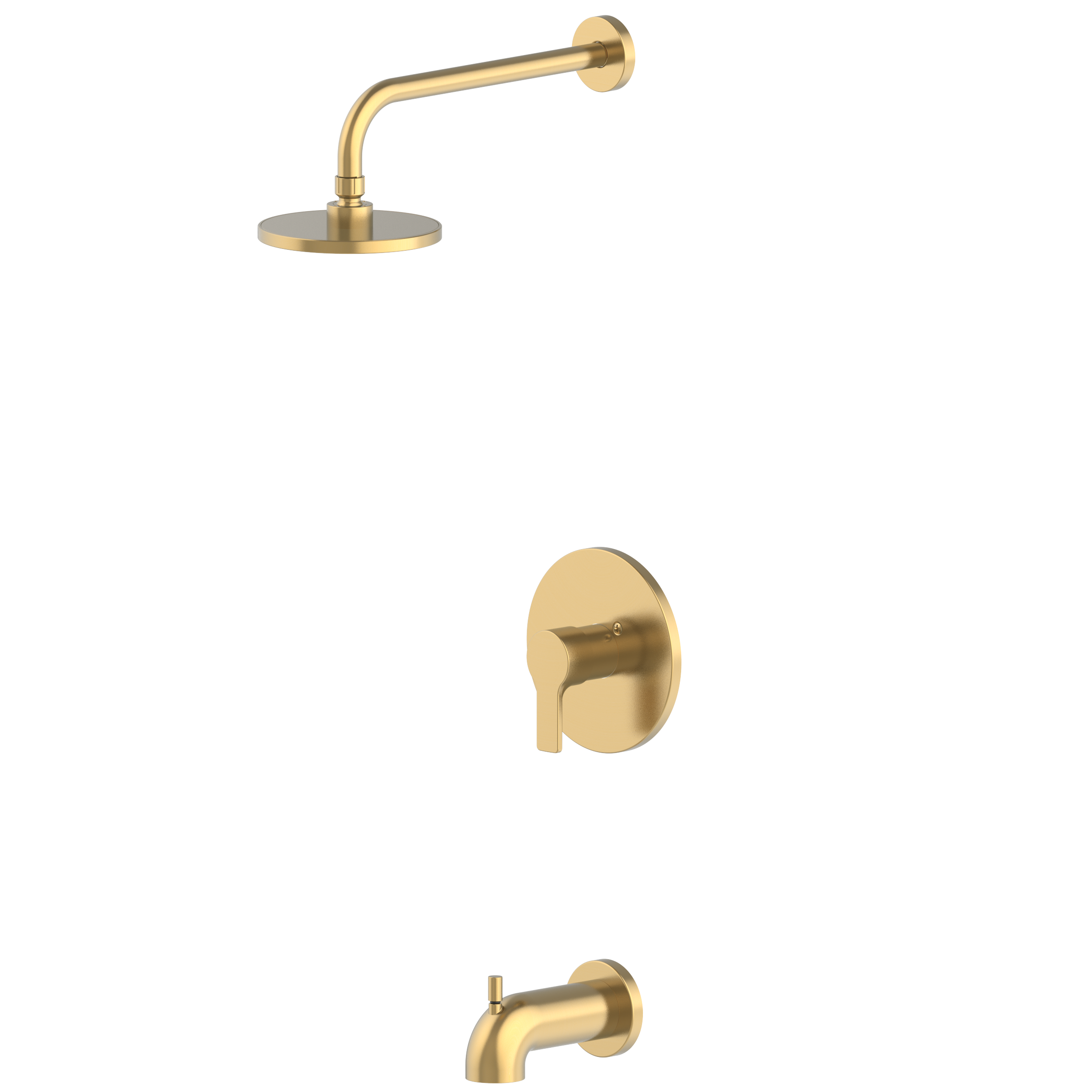 Grifo para bañera y ducha redondo de 5.98 pulgadas, acabado dorado cepillado con una manija y función única