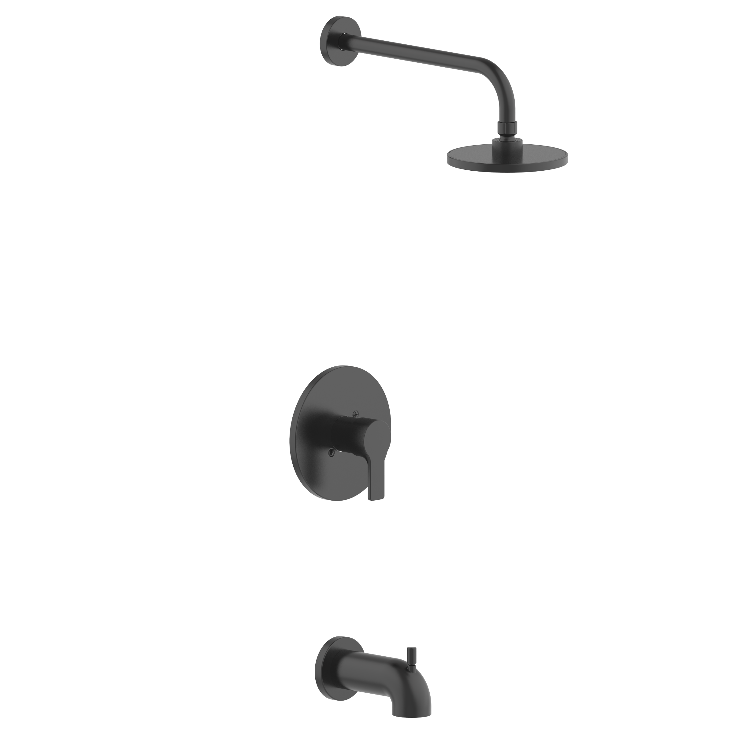 Grifo para bañera y ducha redondo de 5.98 pulgadas, de un solo mango y función única en negro mate de Project Source con válvula