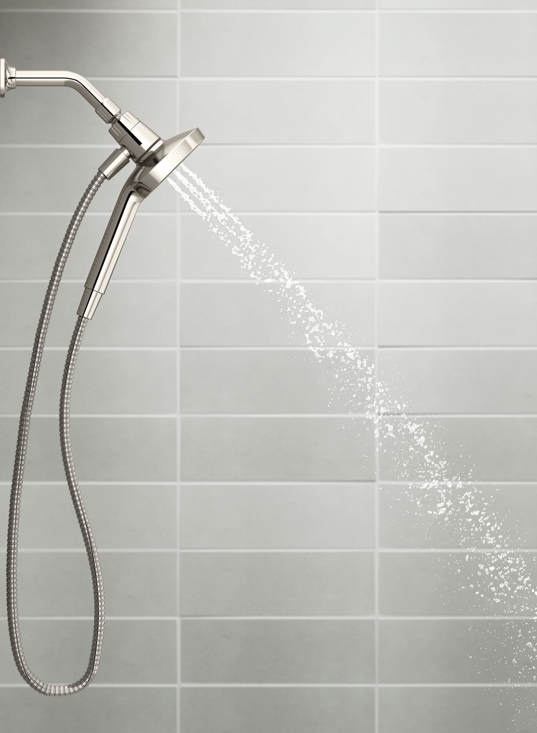 Grifo de bañera y regadera redondo de níquel pulido vibrante de una manija KOHLER Rill Rite-Temp con válvula 4.59 pulgadas - SN.
