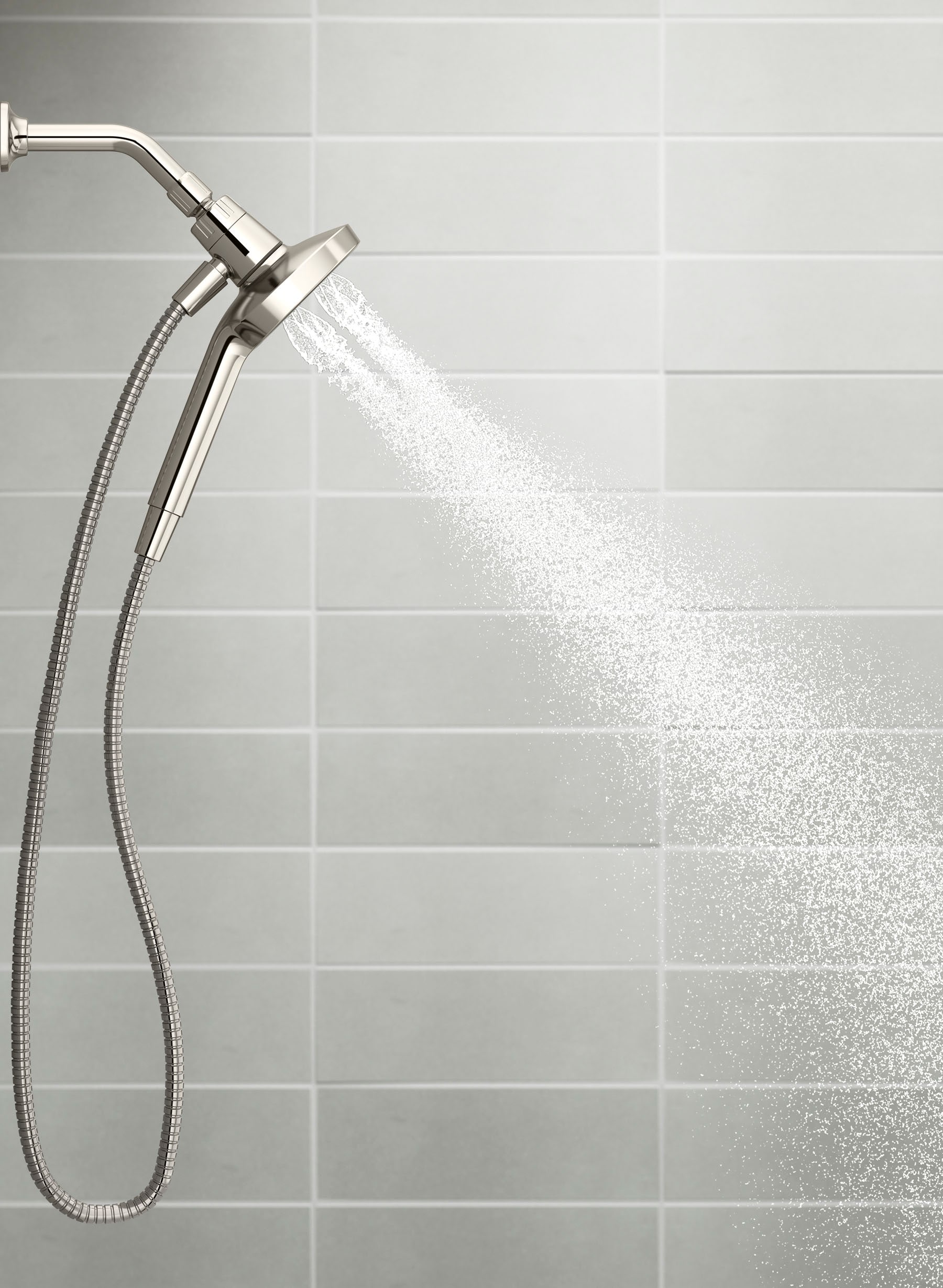 Grifo de bañera y regadera redondo de níquel pulido vibrante de una manija KOHLER Rill Rite-Temp con válvula 4.59 pulgadas - SN.