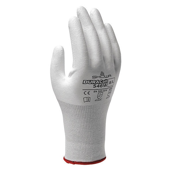 Guantes recubiertos resistentes a cortes Showa, Nivel de corte A3, 13 ga, color blanco, M (7) - 546WM-07
