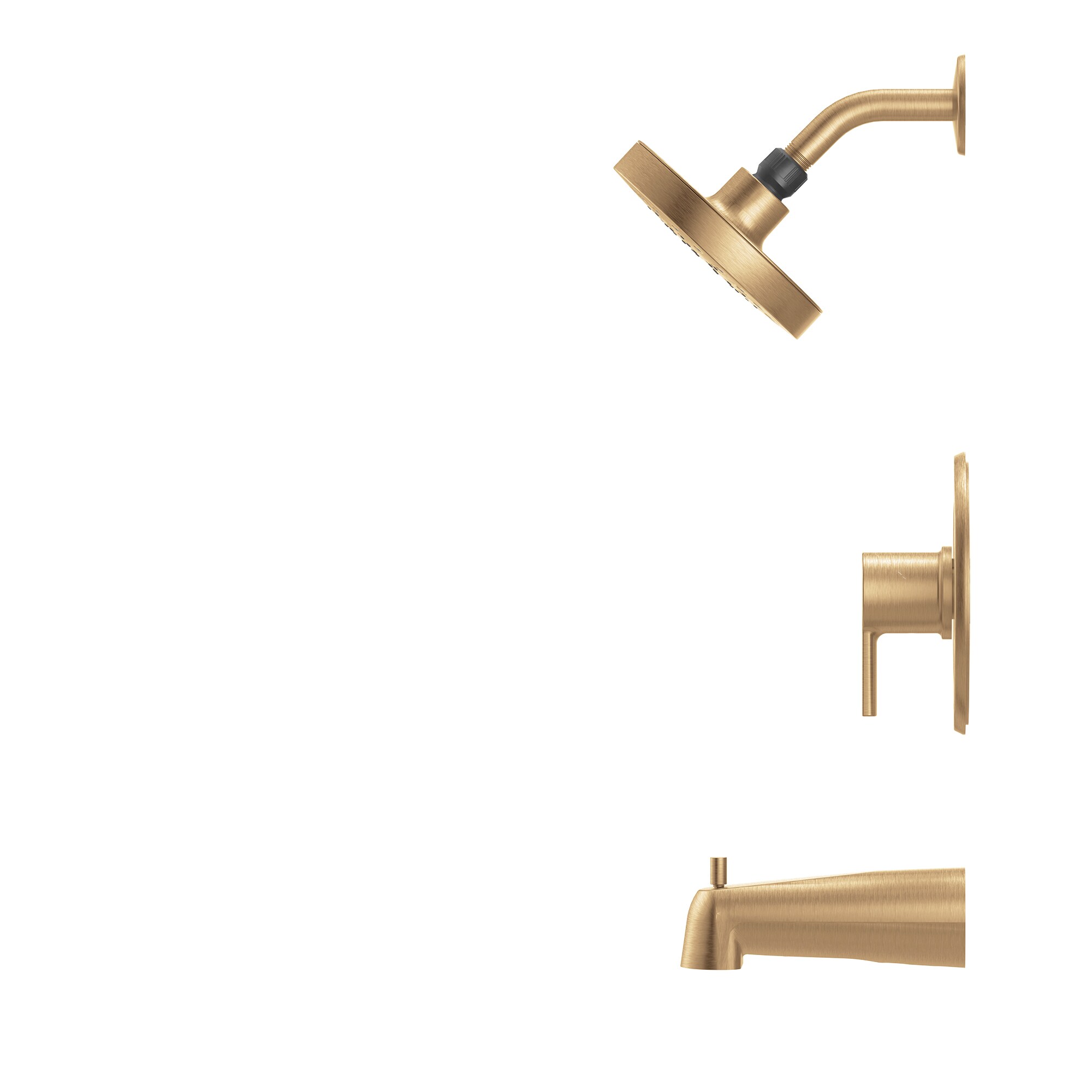 Grifo de bañera y ducha redondo de 6.18 pulgadas en color dorado bronceado con una manija y función única, de Moen Rinza, incluye válvula 82628BZG