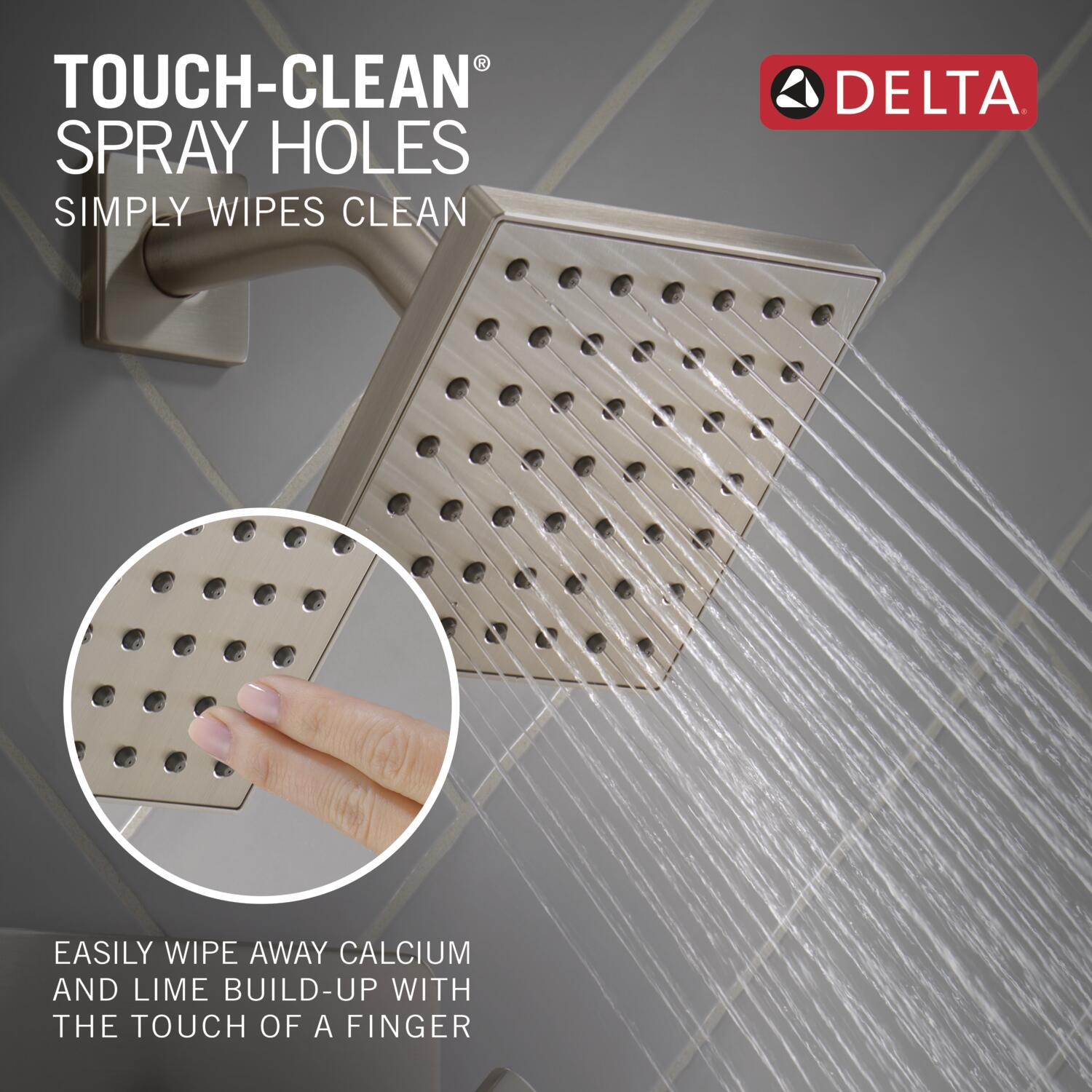 Grifo para bañera y ducha de acero inoxidable Delta Velum con un solo mango y función única de 6.5 pulgadas