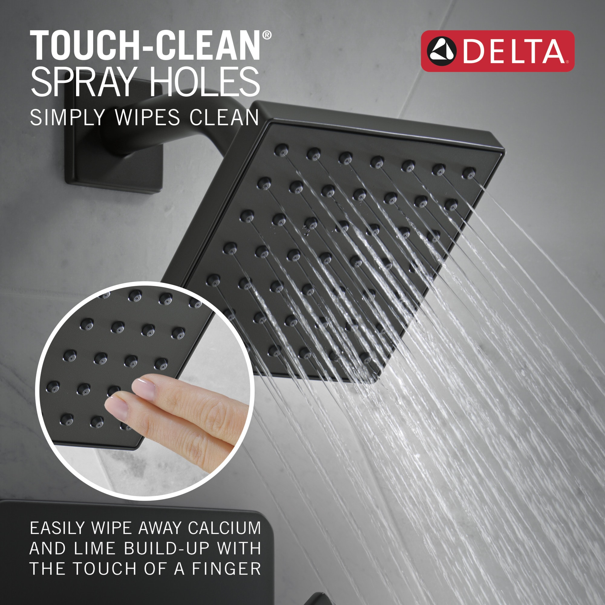 Grifo de Bañera y Ducha de 1 Manija en Negro Mate Delta Velum de Función Única de 6.5 Pulgadas Cuadradas T14237-BL
