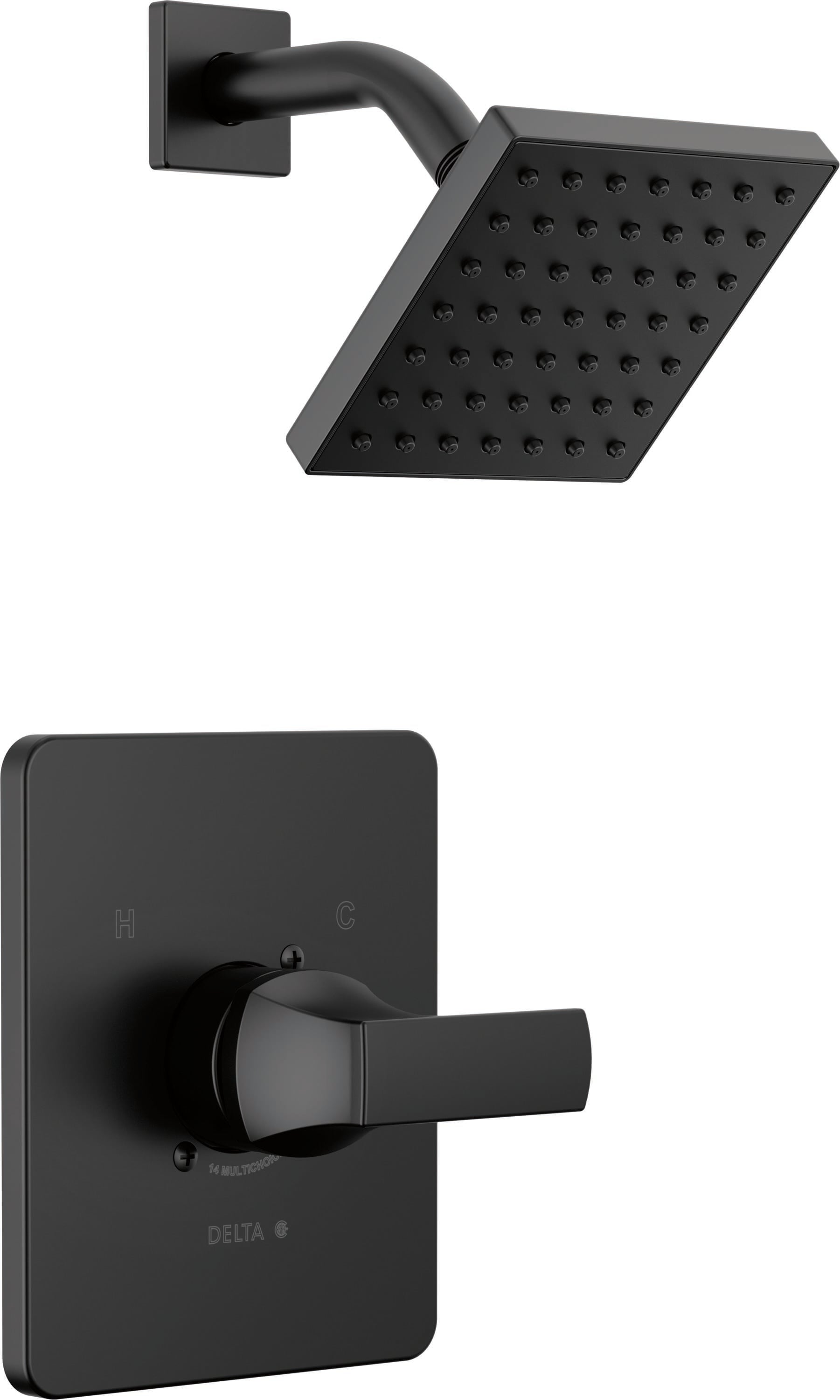 Grifo de Bañera y Ducha de 1 Manija en Negro Mate Delta Velum de Función Única de 6.5 Pulgadas Cuadradas T14237-BL