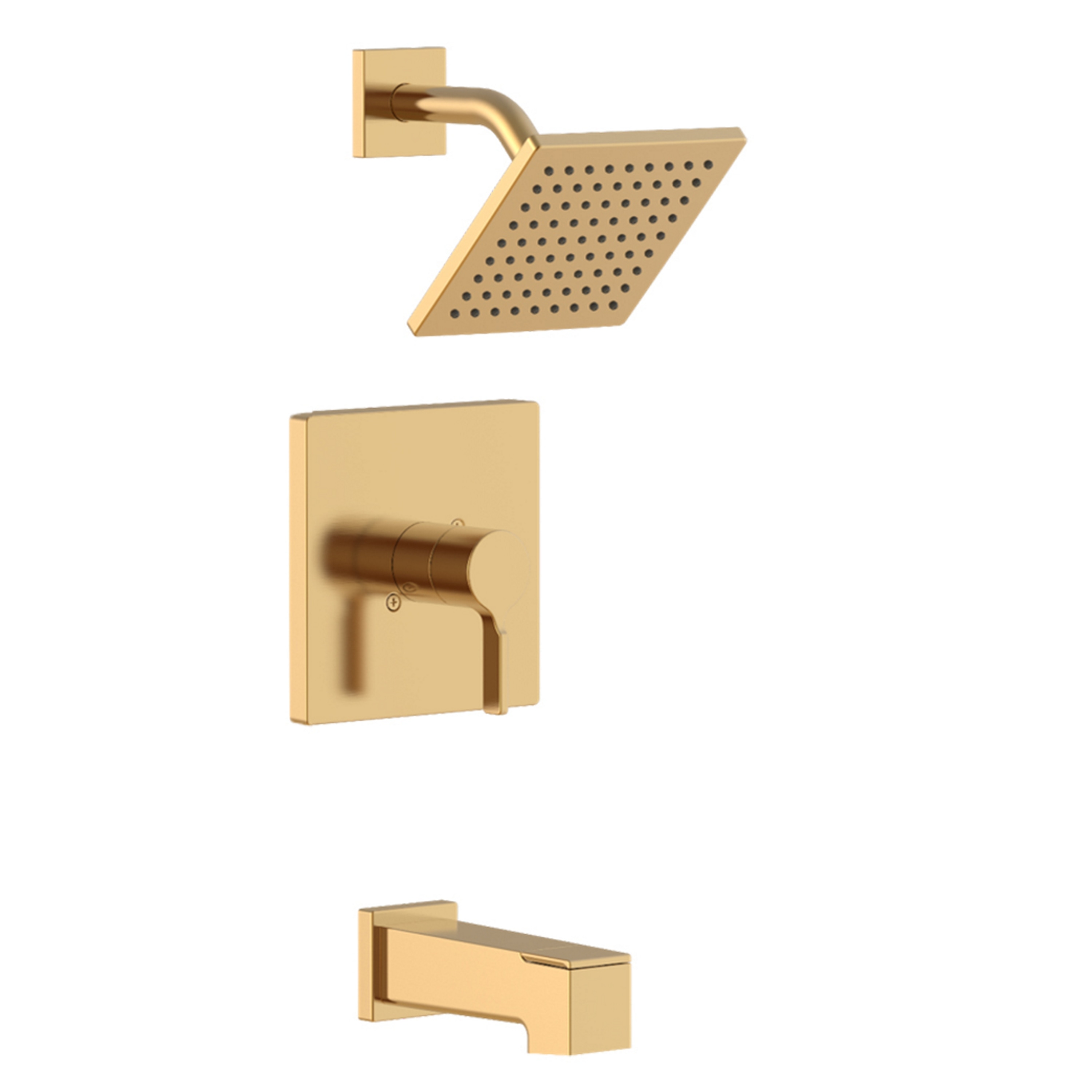 Grifo de bañera y ducha cuadrado de 6 pulgadas, de una sola función, con acabado dorado cepillado de PVD y manija única - Origen 21