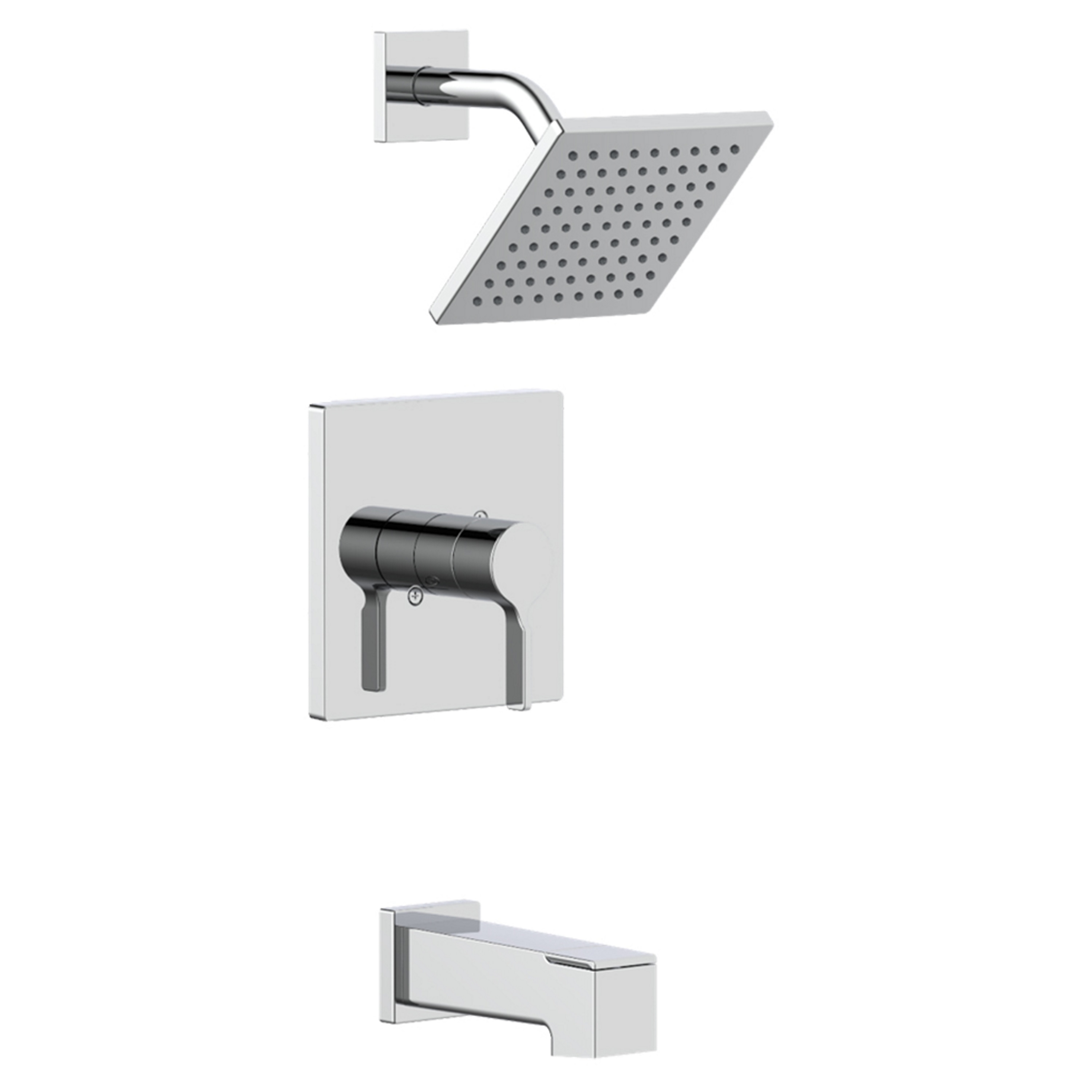 Origen 21 Veda Cromo 1-manija Función única 6 pulgadas Cuadrado Grifo de bañera y ducha con Válvula F12A0010CP