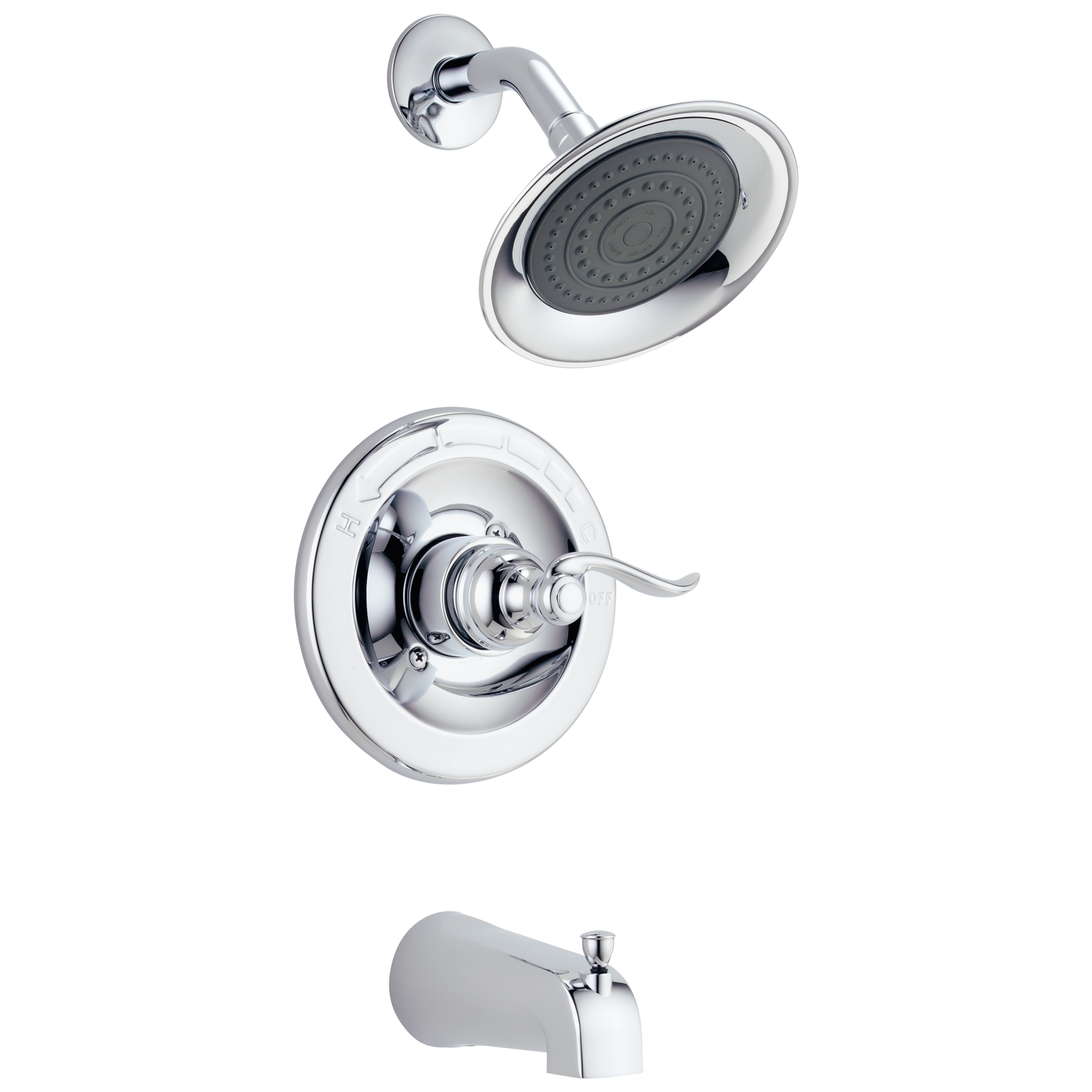 Grifo para bañera y regadera de una sola función con una manija cromada de Delta Windemere de 2.5 pulgadas