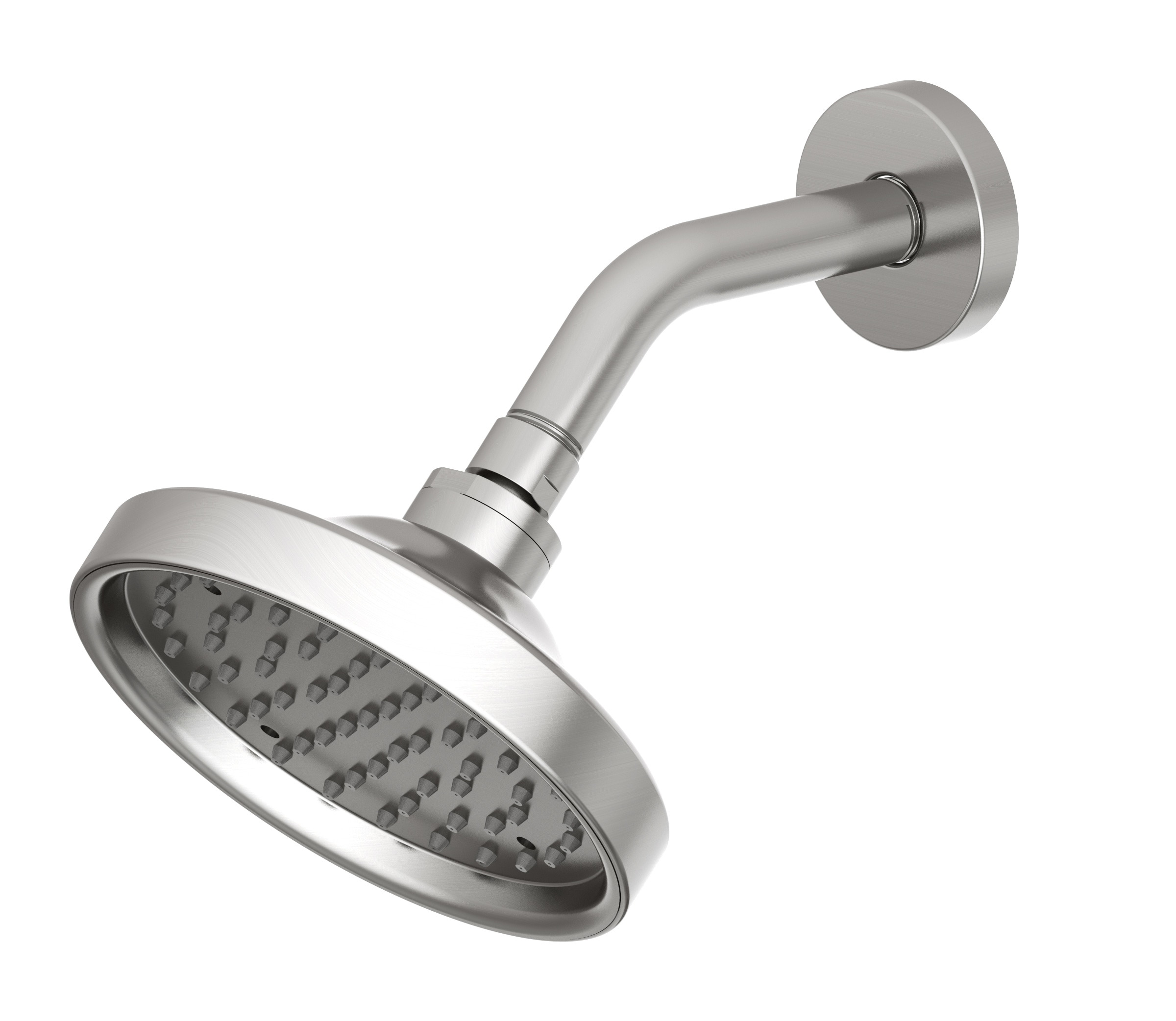 Grifo de bañera y ducha redondo de 6 pulgadas con acabado de níquel cepillado PVD de una manija, marca Allen + Roth, modelo Harlow con válvula 873X-5B04.