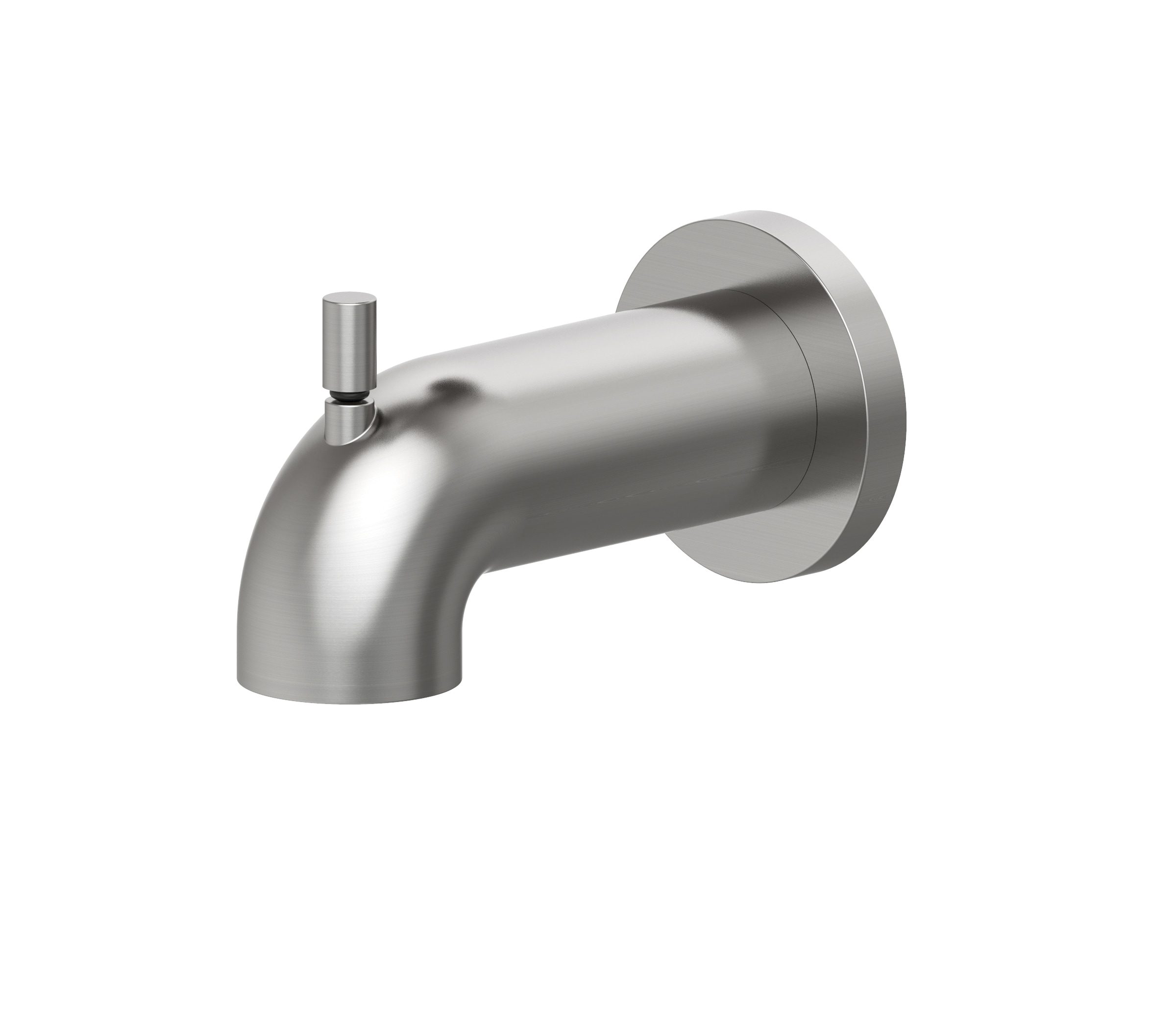 Grifo de bañera y ducha redondo de 6 pulgadas con acabado de níquel cepillado PVD de una manija, marca Allen + Roth, modelo Harlow con válvula 873X-5B04.
