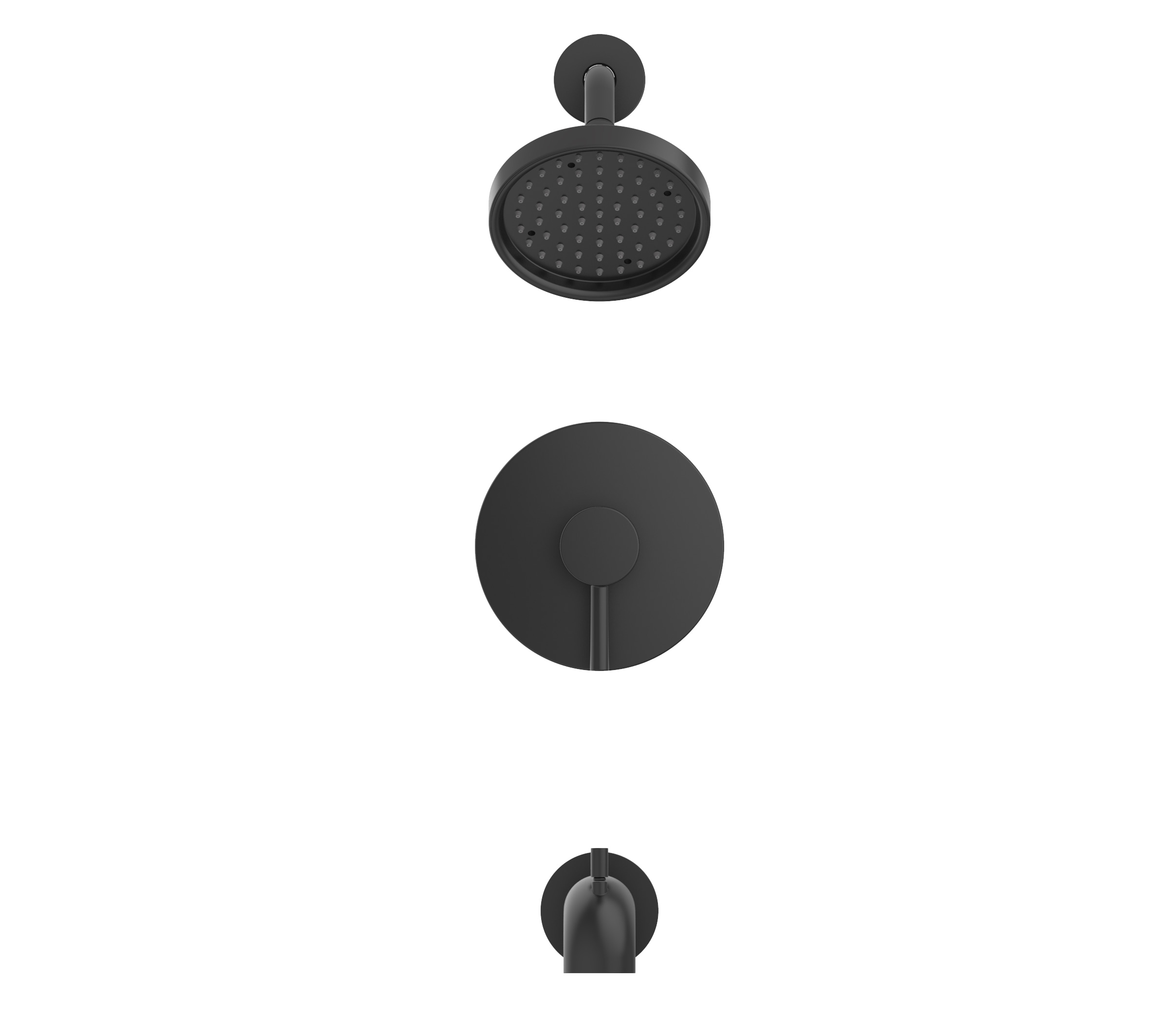Llave monomando para bañera y regadera redonda de 6.0 pulgadas, acabado negro mate Harlow de allen + roth con válvula