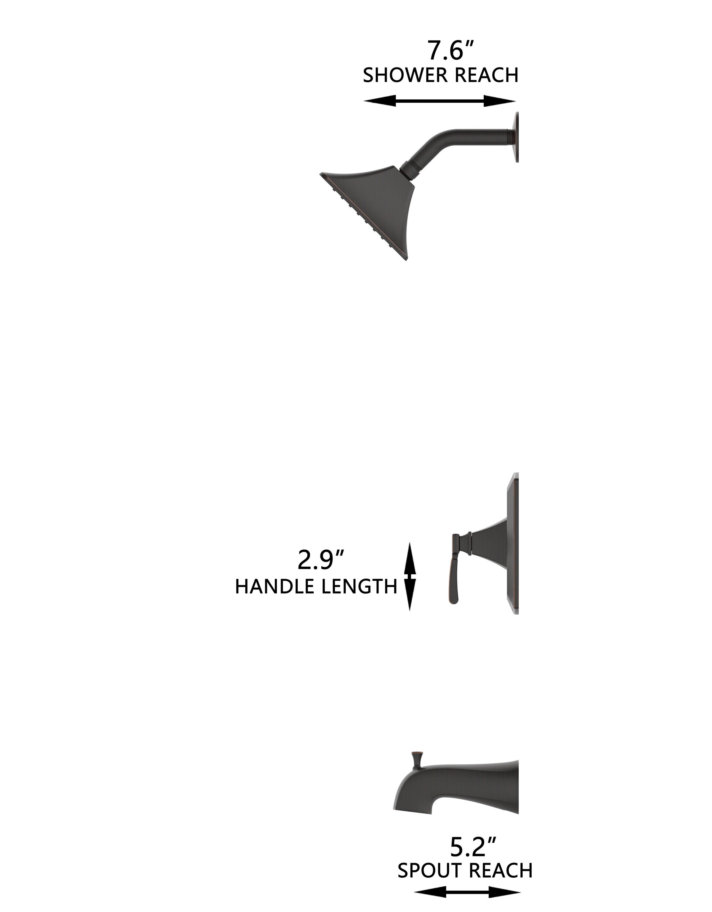 Llave mezcladora para bañera y ducha de función única con acabado en bronce aceitado para bañera cuadrada de 3.54 pulgadas, modelo 873X-722707 de Allen + Roth.