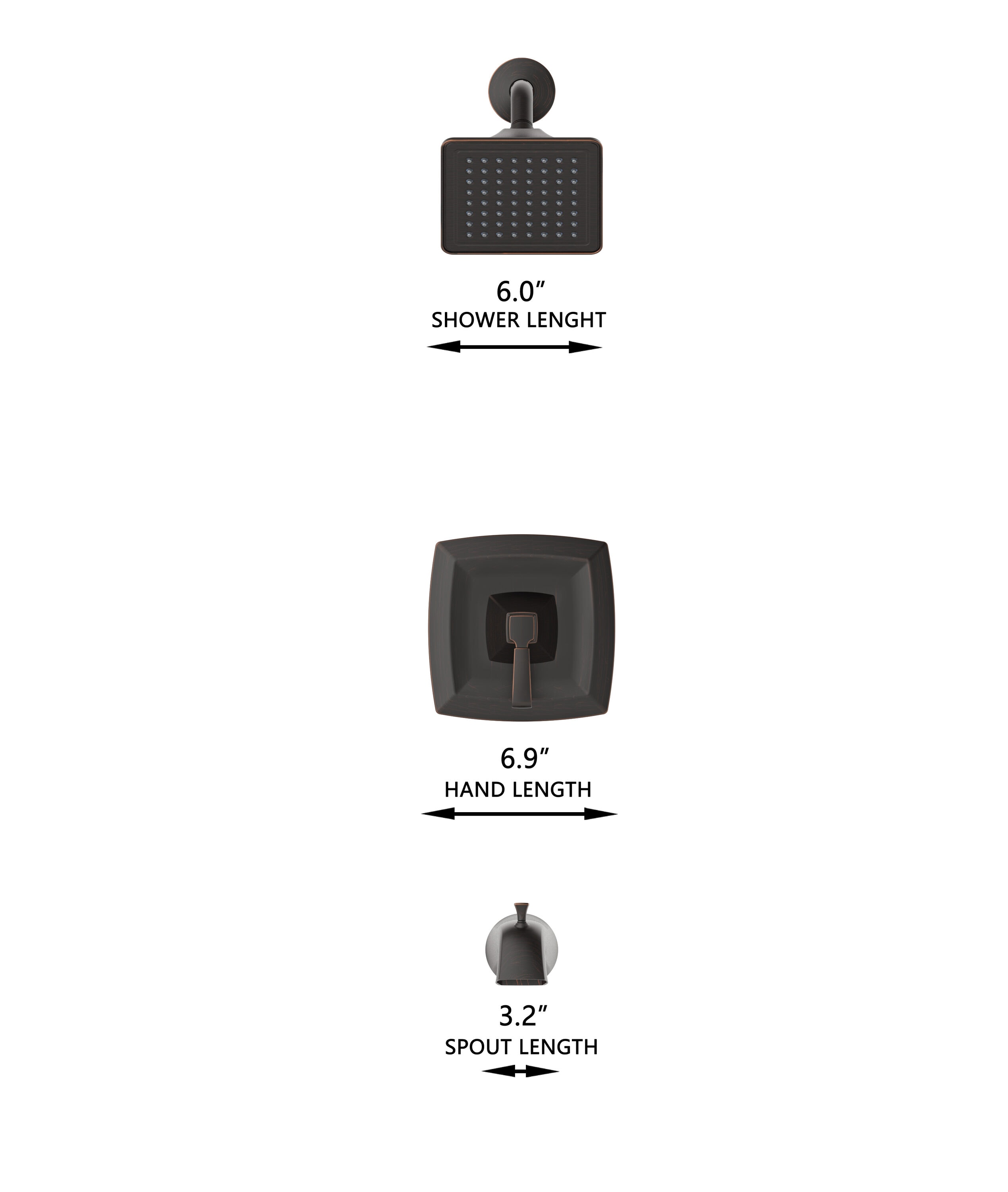 Llave mezcladora para bañera y ducha de función única con acabado en bronce aceitado para bañera cuadrada de 3.54 pulgadas, modelo 873X-722707 de Allen + Roth.