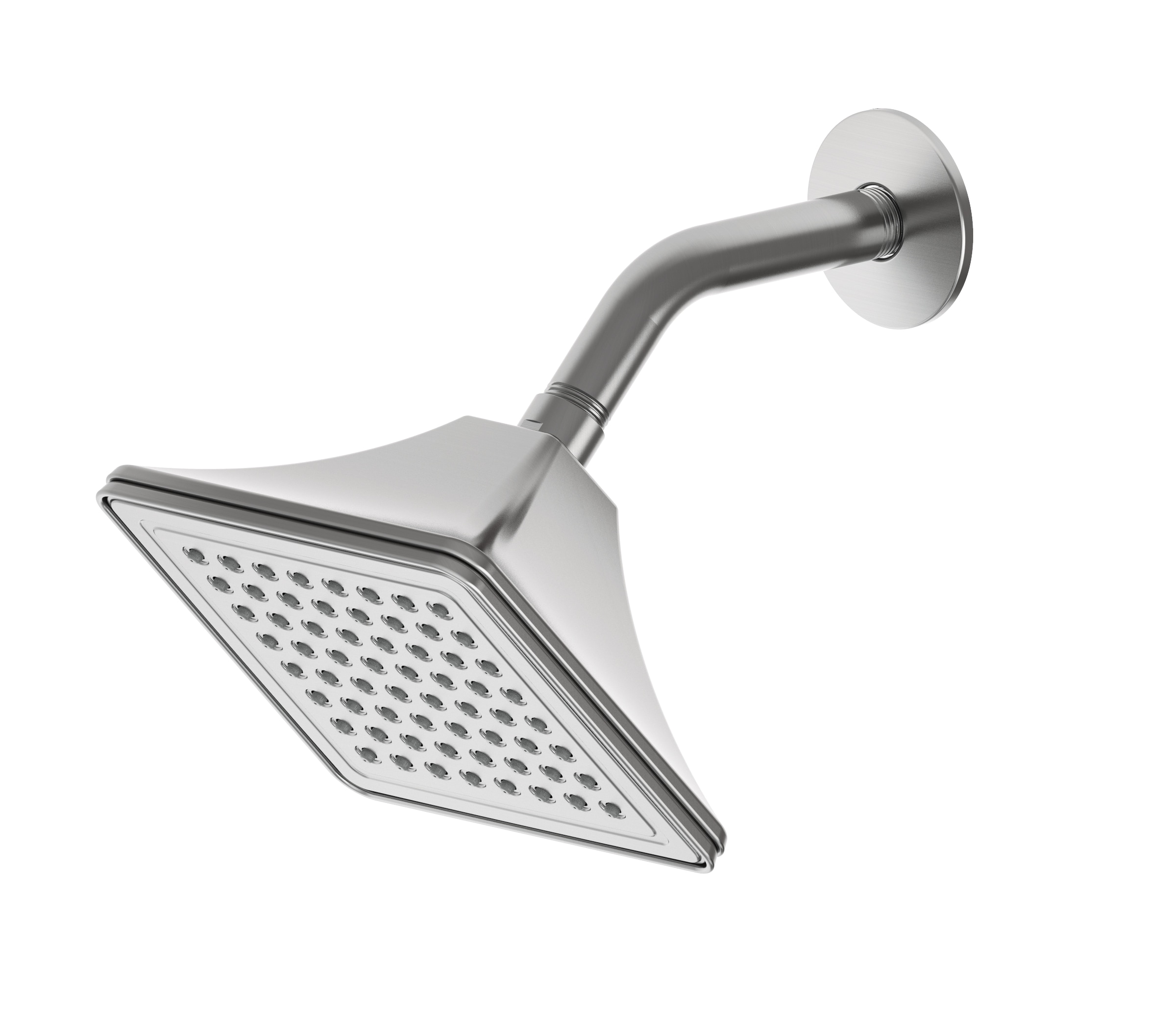 Grifo para bañera y ducha de un solo mango, función única, níquel cepillado, cuadrado de 6.0 pulgadas con válvula 873X-7204 de allen + roth Chesler.