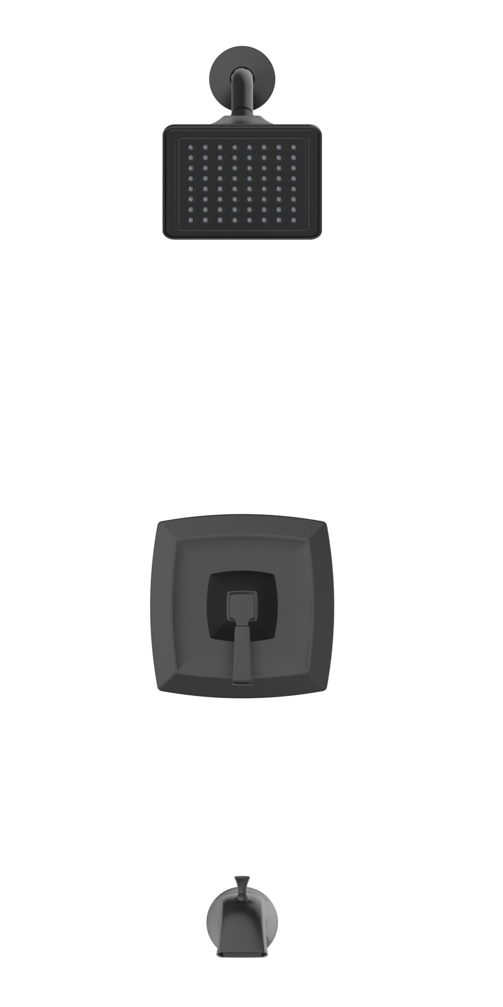 Grifo para bañera y regadera de 1 manija en negro mate de allen + roth Chesler con función única cuadrada de 3.54 pulgadas y válvula 873X-727001