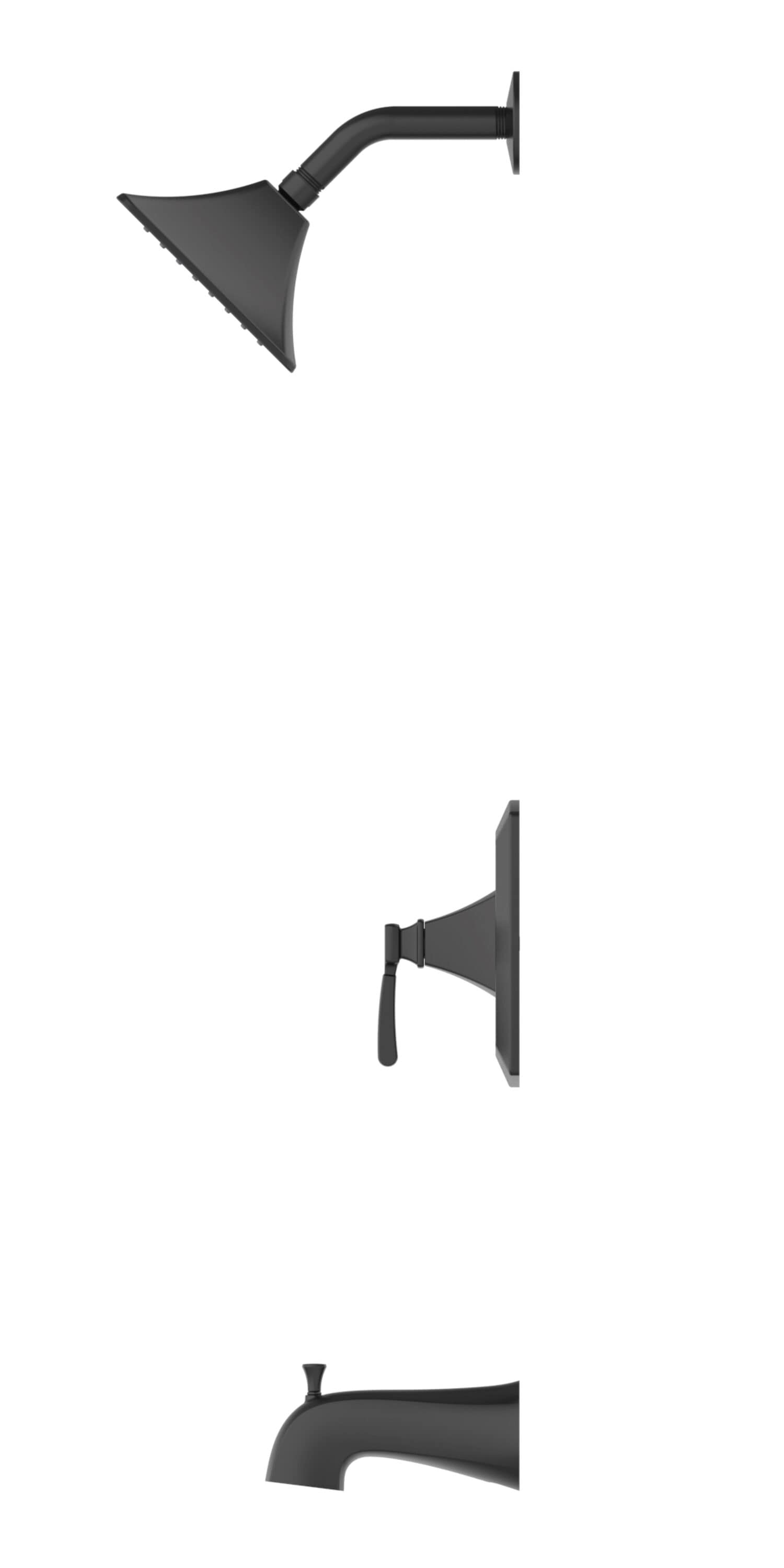 Grifo para bañera y regadera de 1 manija en negro mate de allen + roth Chesler con función única cuadrada de 3.54 pulgadas y válvula 873X-727001