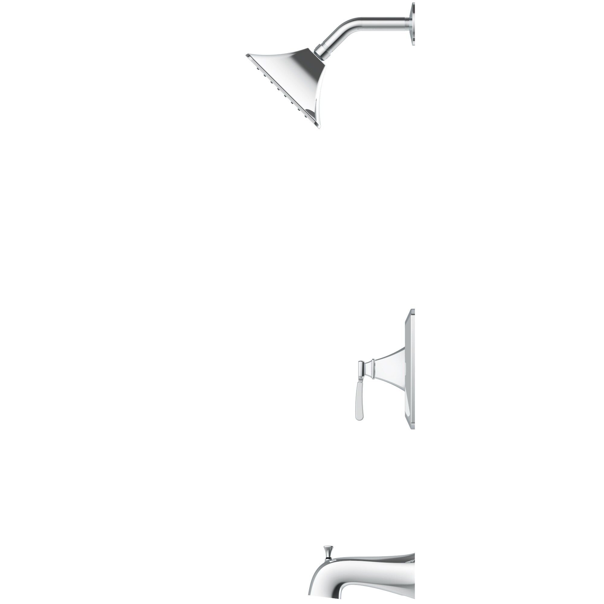 Grifo de Bañera y Ducha Cuadrado de 3.54 pulgadas con Válvula de una sola manija en Cromo Pulido Allen + Roth Chesler 873X-7201
