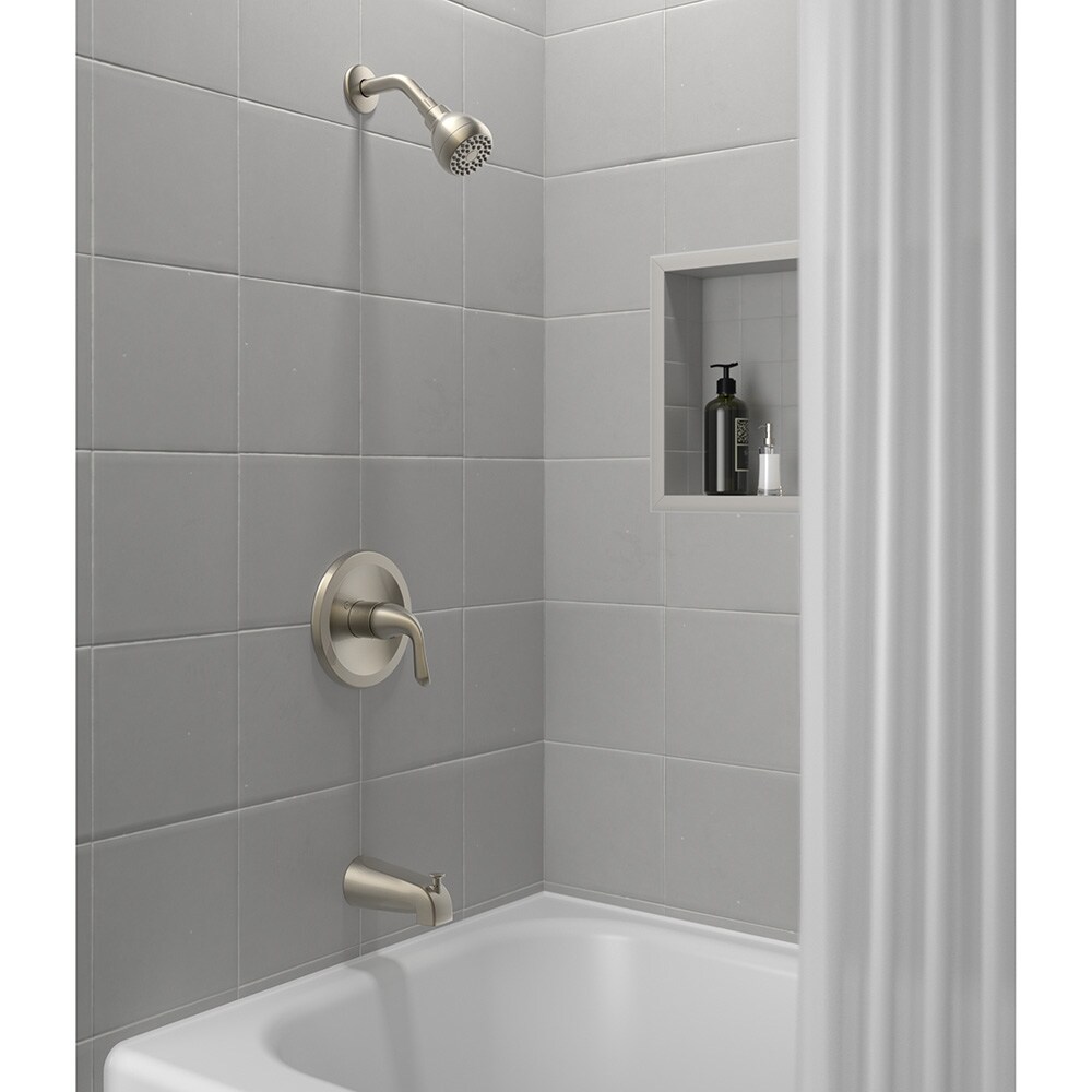 Grifo para bañera y regadera de una manija y función única, de níquel cepillado, de 2.75 pulgadas, de la línea Project Source Dover con válvula F11A4503NP.