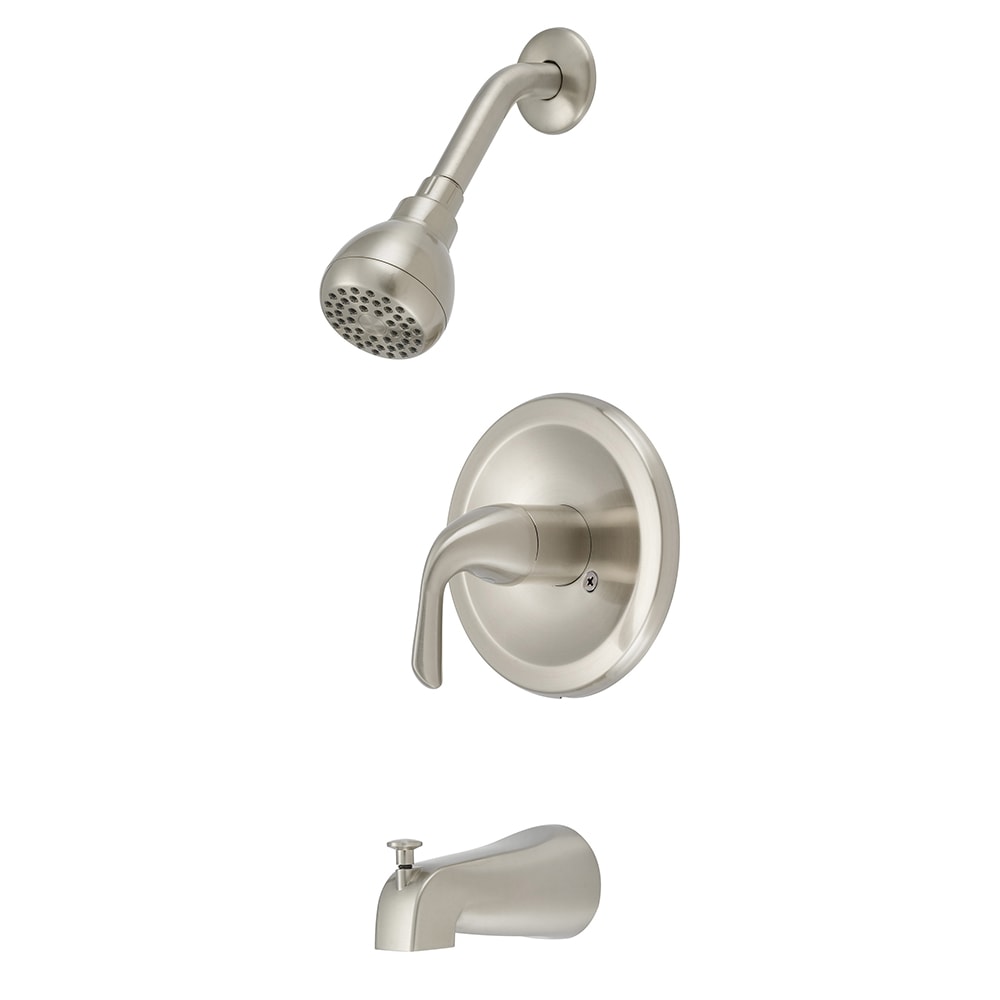 Grifo para bañera y regadera de una manija y función única, de níquel cepillado, de 2.75 pulgadas, de la línea Project Source Dover con válvula F11A4503NP.