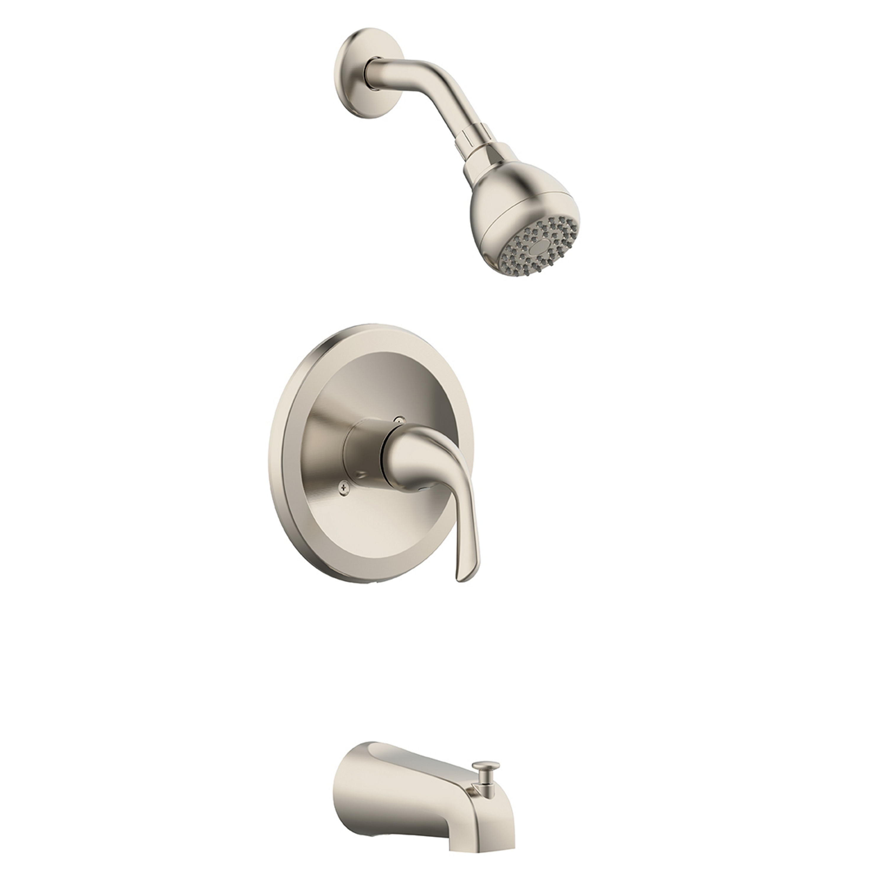 Grifo para bañera y regadera de una manija y función única, de níquel cepillado, de 2.75 pulgadas, de la línea Project Source Dover con válvula F11A4503NP.