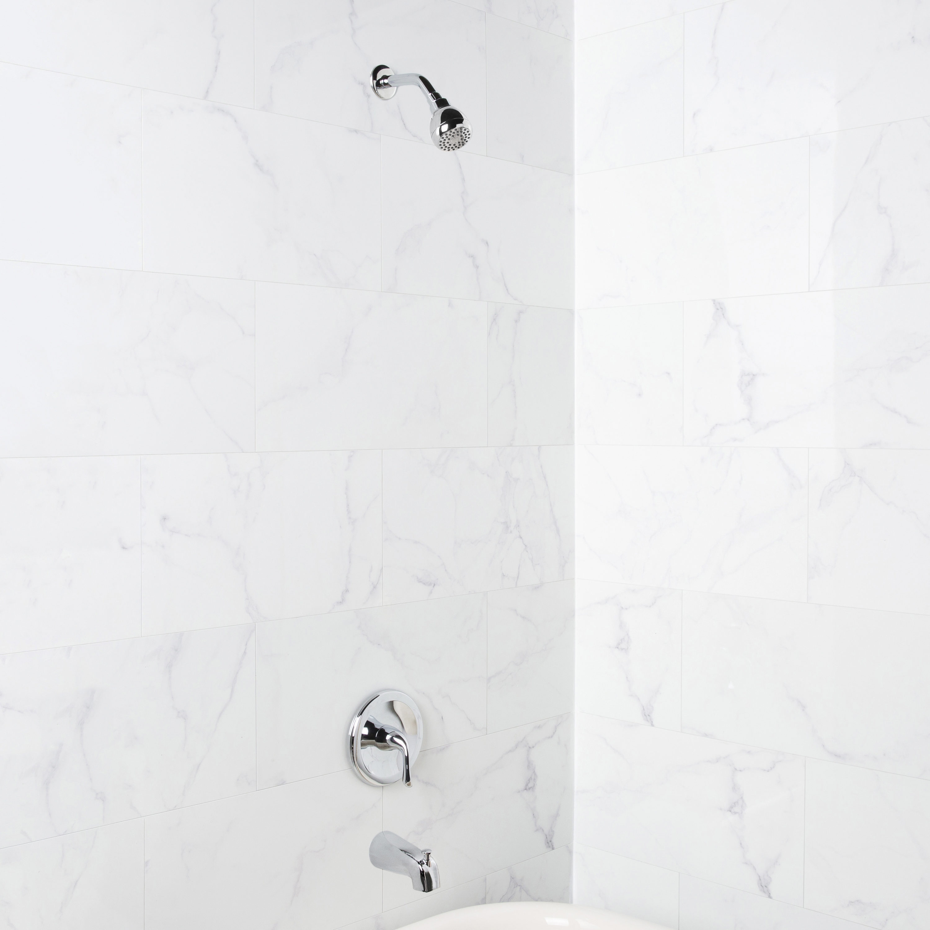 Grifo de bañera y ducha redondo de 2.75 pulgadas de un solo control y una sola función en cromo Project Source Dover con válvula