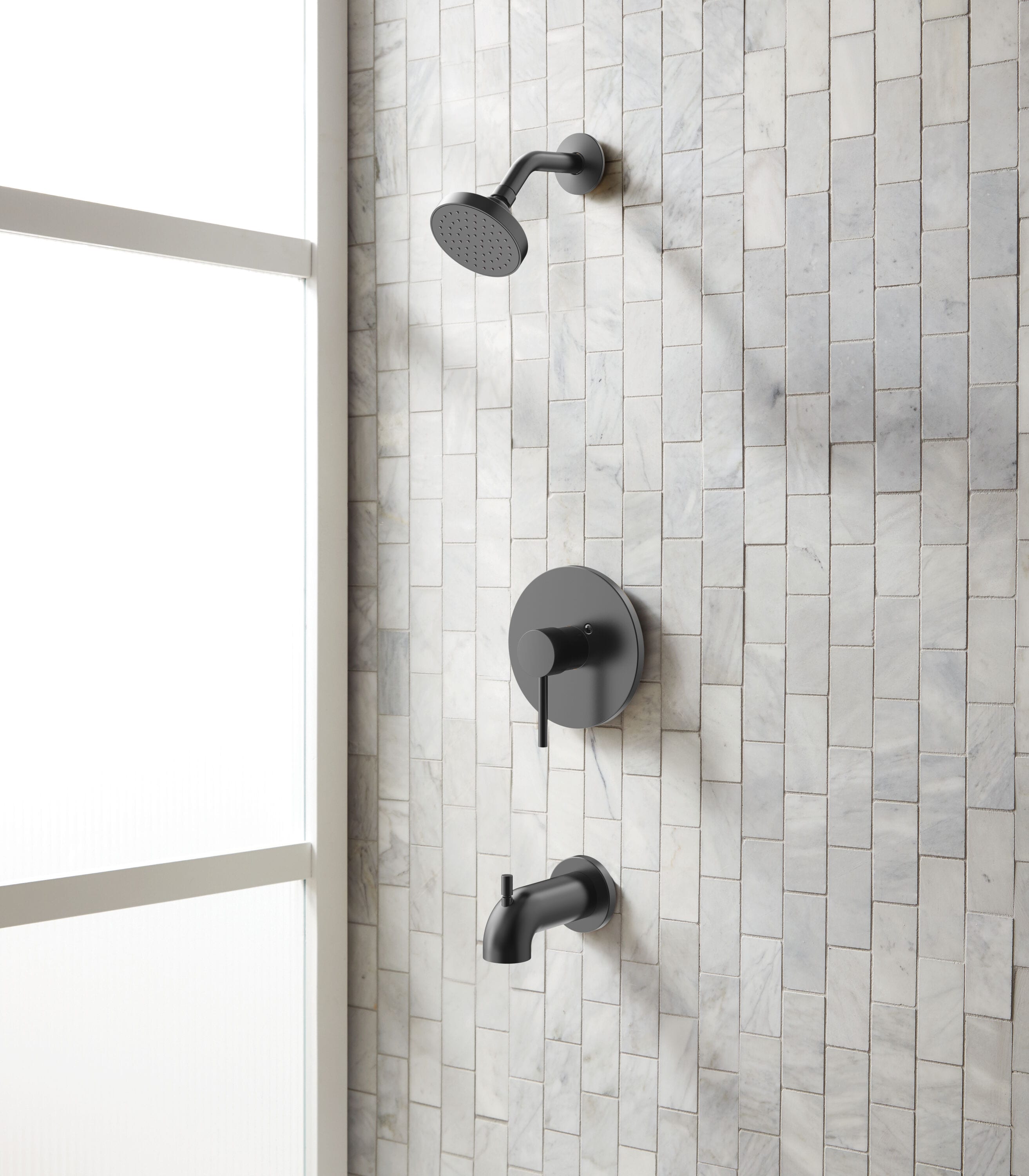 Mezcladora para bañera y regadera con acabado mate negro de un mango y una función, con válvula de 3.94 pulgadas - Modelo 65873X-137001