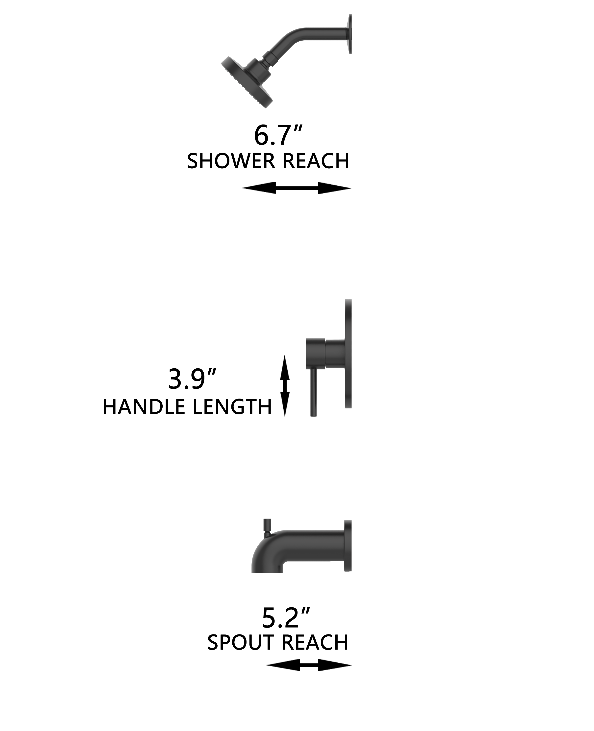 Mezcladora para bañera y regadera con acabado mate negro de un mango y una función, con válvula de 3.94 pulgadas - Modelo 65873X-137001