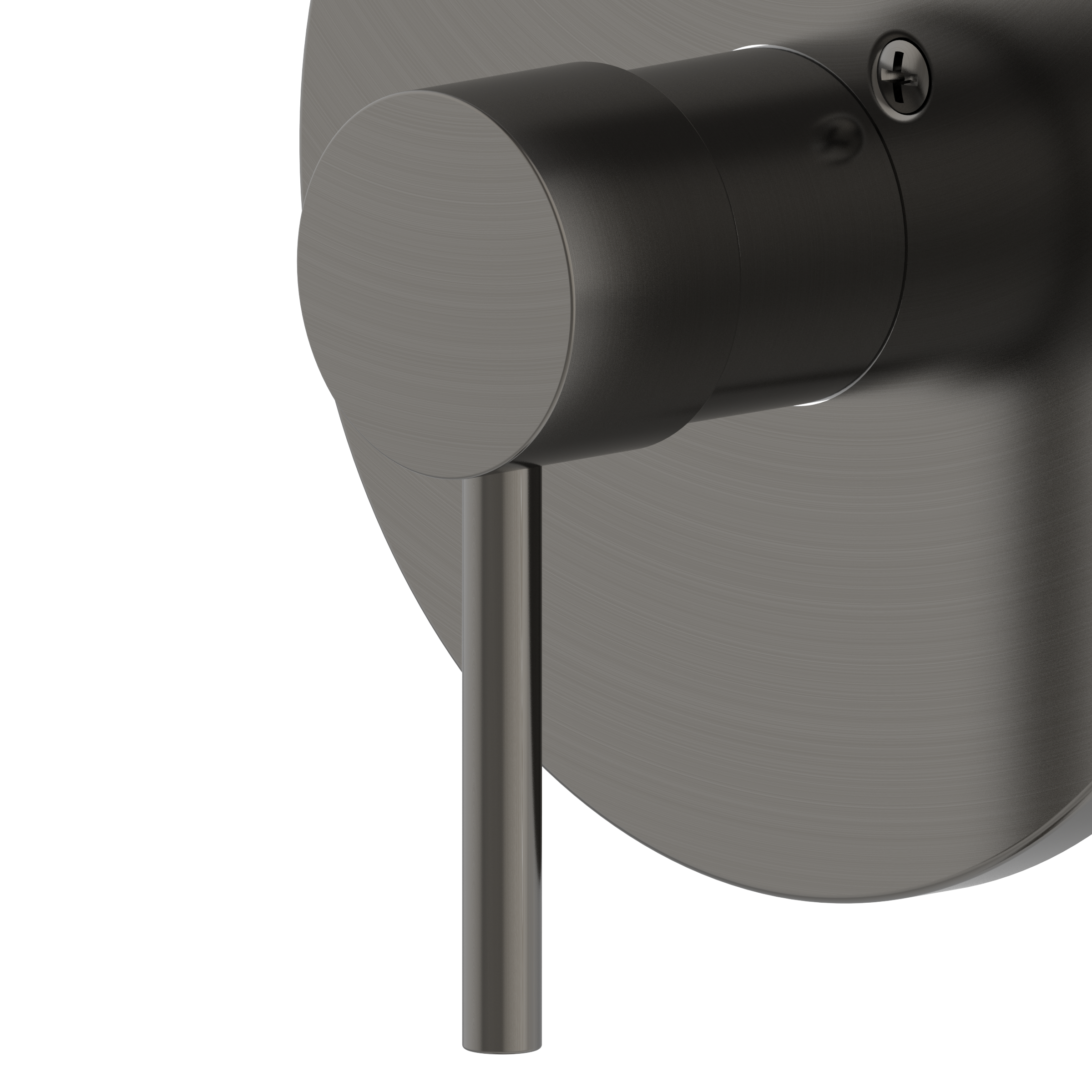 Grifo para bañera y ducha redondo de 3.94 pulgadas color gris gunmetal con una sola manija y función única